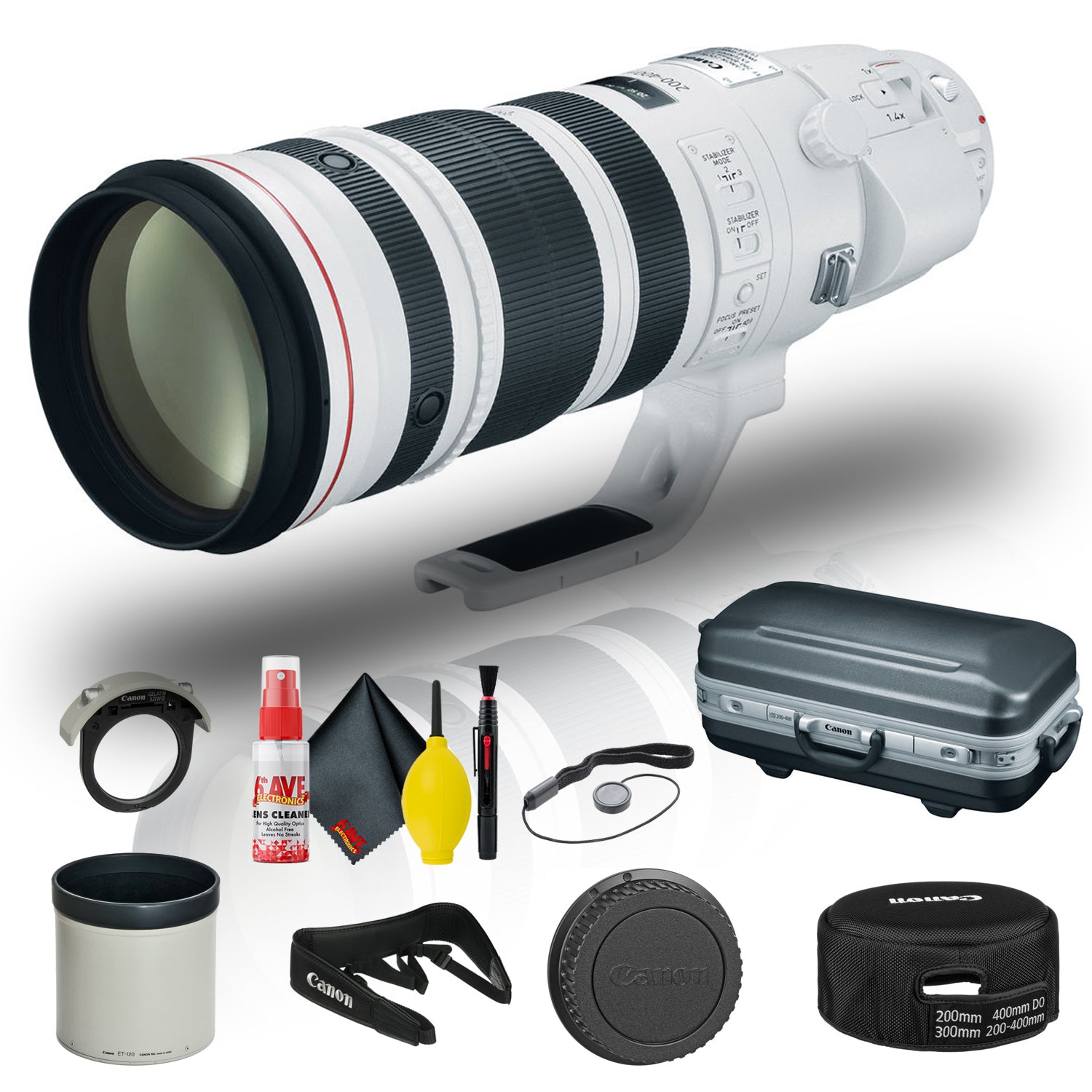 Canon EF 200-400mm f/4L IS USM Extender 1.4x Lens 5176B002 + Cap Keeper Base Bundle Canon