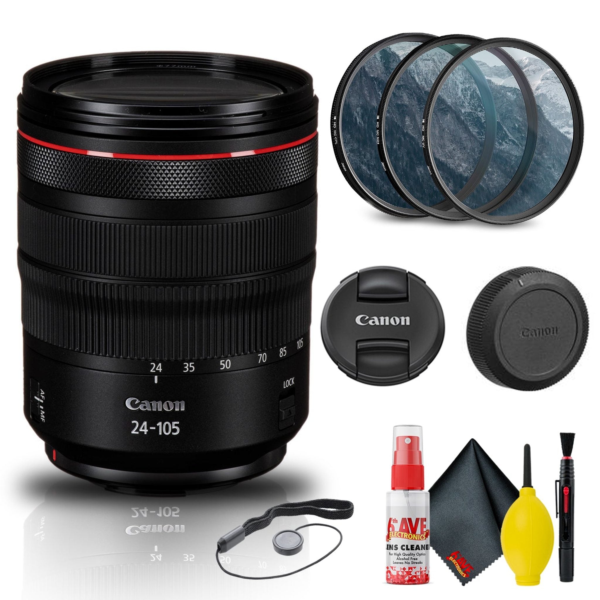 Canon RF 24-105mm f/4L IS USM Lens 2963C002 + Filter Kit + Cap Keeper Base Bundle Canon