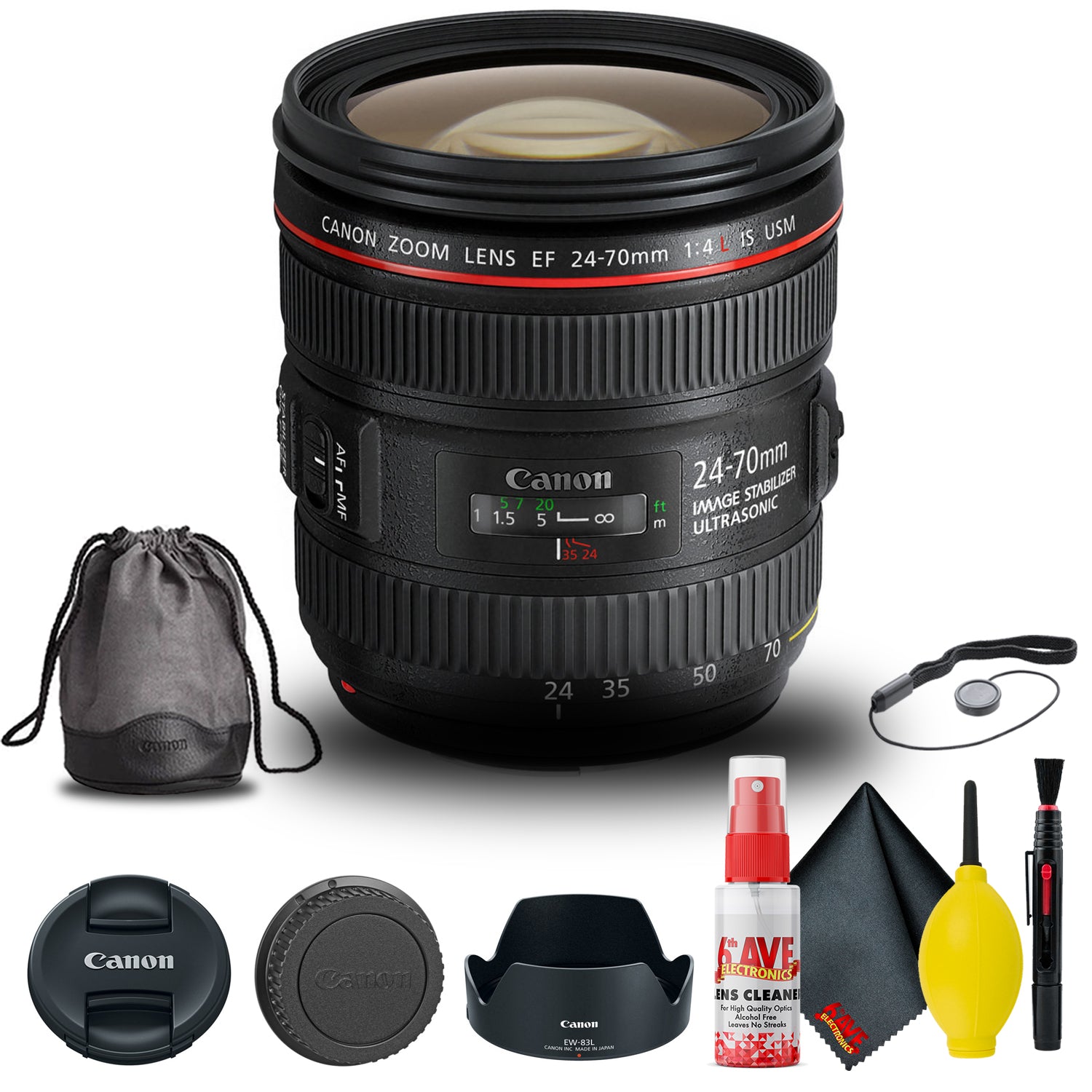 Canon EF 24-70mm f/4L IS USM Lens 6313B002 + Filter Kit + Cap Keeper + More Canon