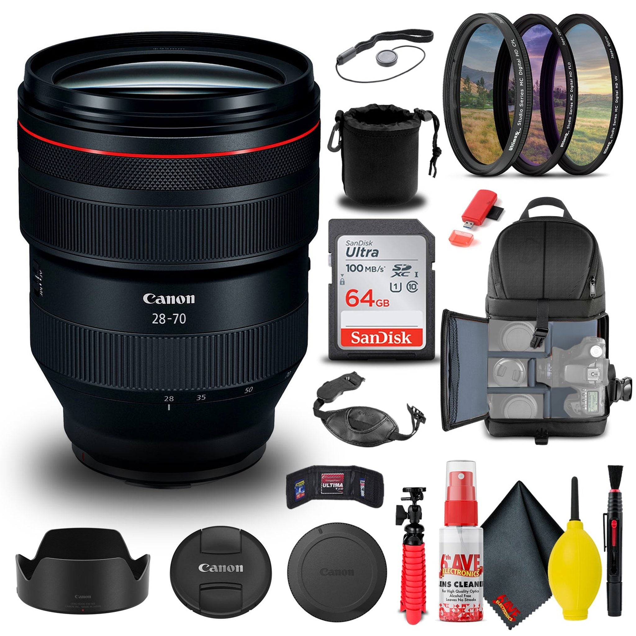 Canon RF 28-70mm f/2L USM Lens 2965C002 + BackPack + 64GB Card + More Canon