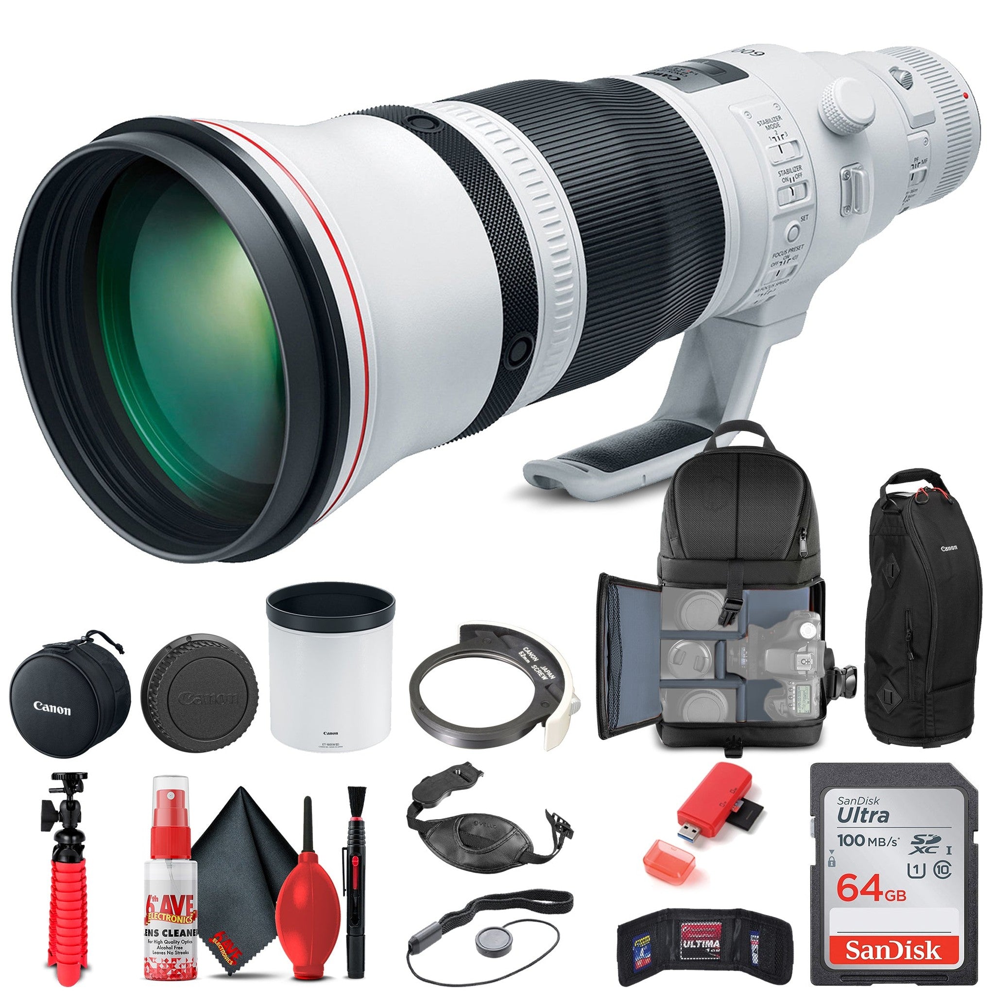 Canon EF 600mm f/4L IS III USM Lens 3329C002 + BackPack + 64GB Card + More Canon