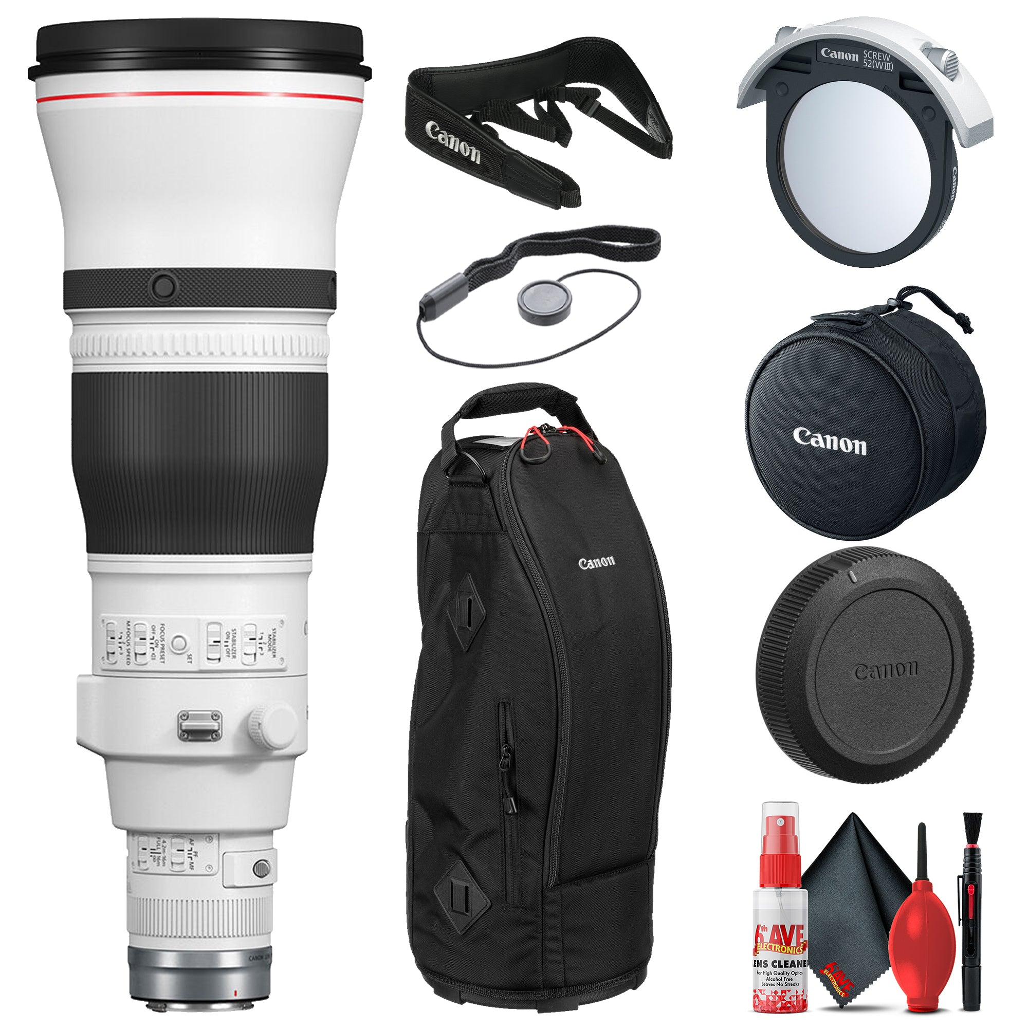 Canon RF 600mm f/4L IS USM Lens (5054C002) + Cap Keeper + Cleaning Kit Base Bundle