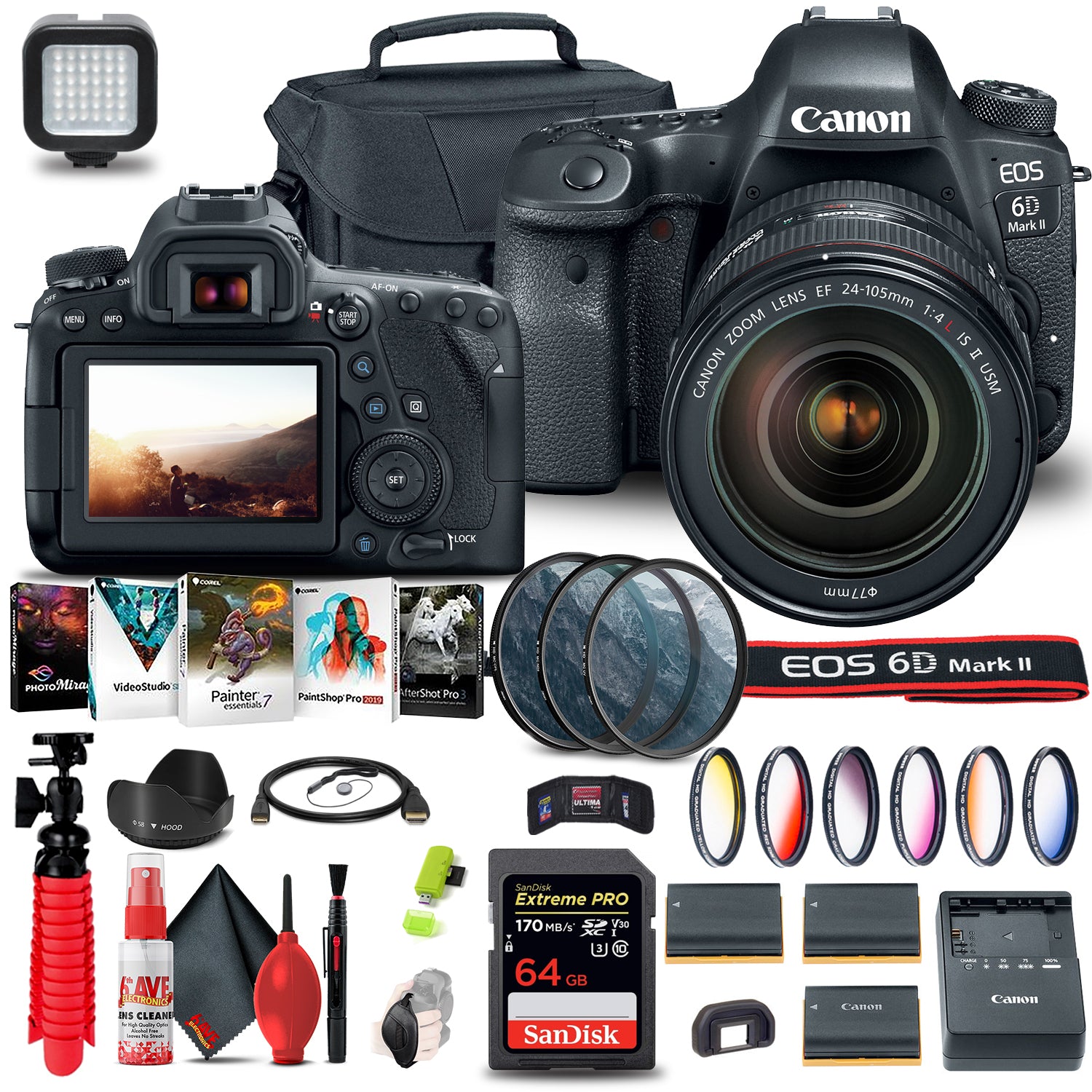 Canon EOS 6D Mark II Camera with 24-105mm f/4L II Lens 1897C009 Extreme Mountain Bundle Canon