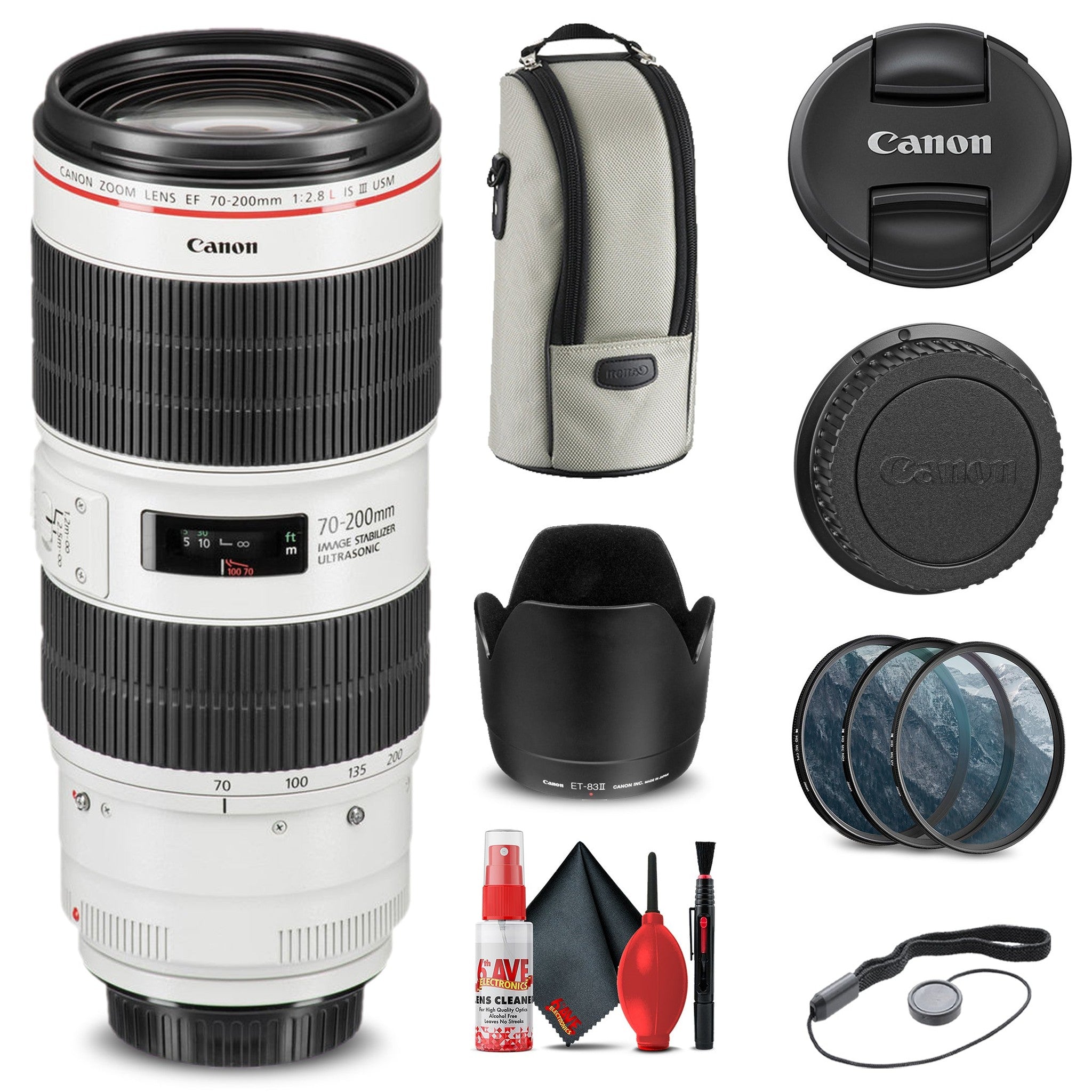 Canon EF 70-200mm f/2.8L IS III USM Lens 3044C002 + Filter Kit Base Bundle Canon