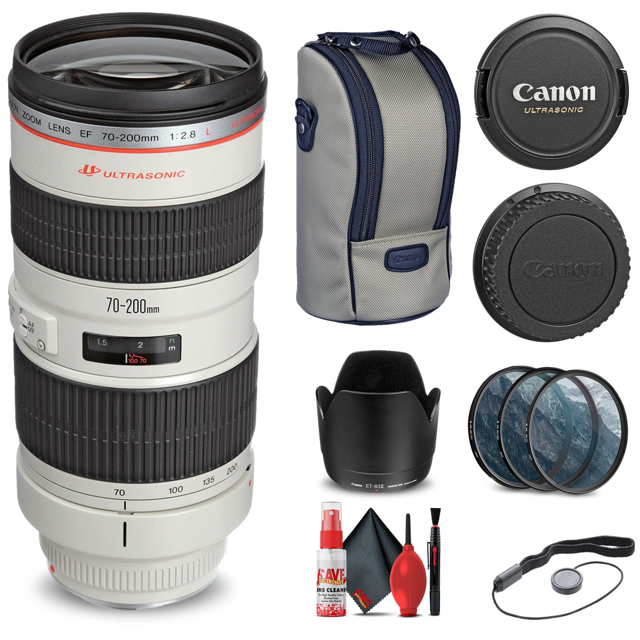 Canon EF 70-200mm f/2.8L USM Lens 2569A004 + Filter Kit + Cap Keeper + More Canon