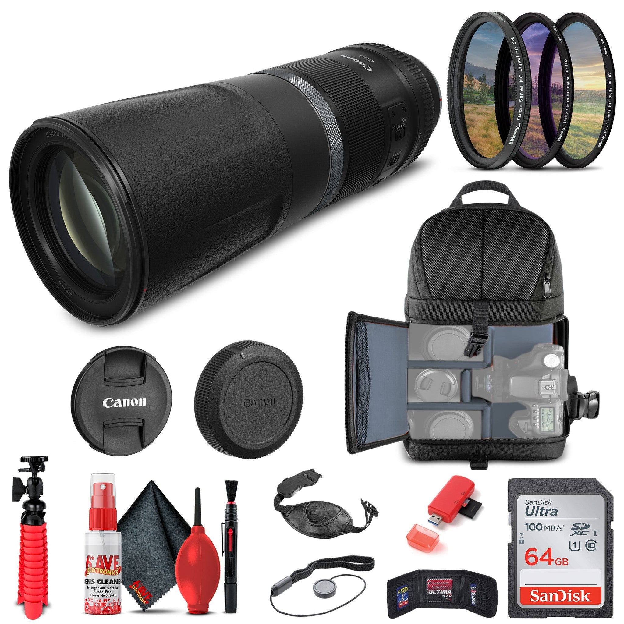 Canon RF 800mm f/11 IS STM Lens 3987C002 + BackPack + 64GB Card + More Canon