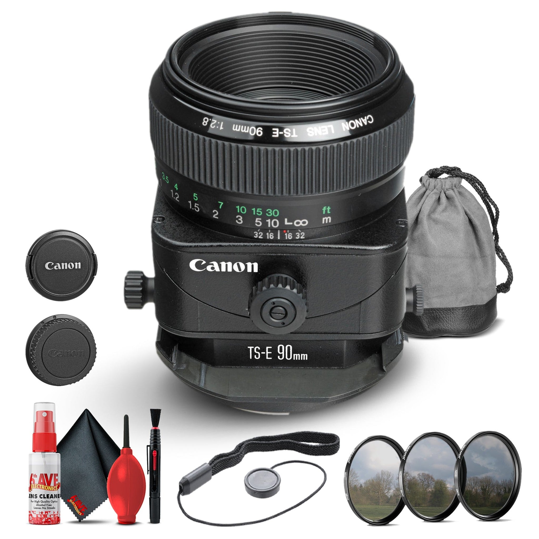 Canon TS-E 90mm f/2.8 Tilt-Shift Lens 2544A003 + Filter + Cap Keeper Base Bundle Canon