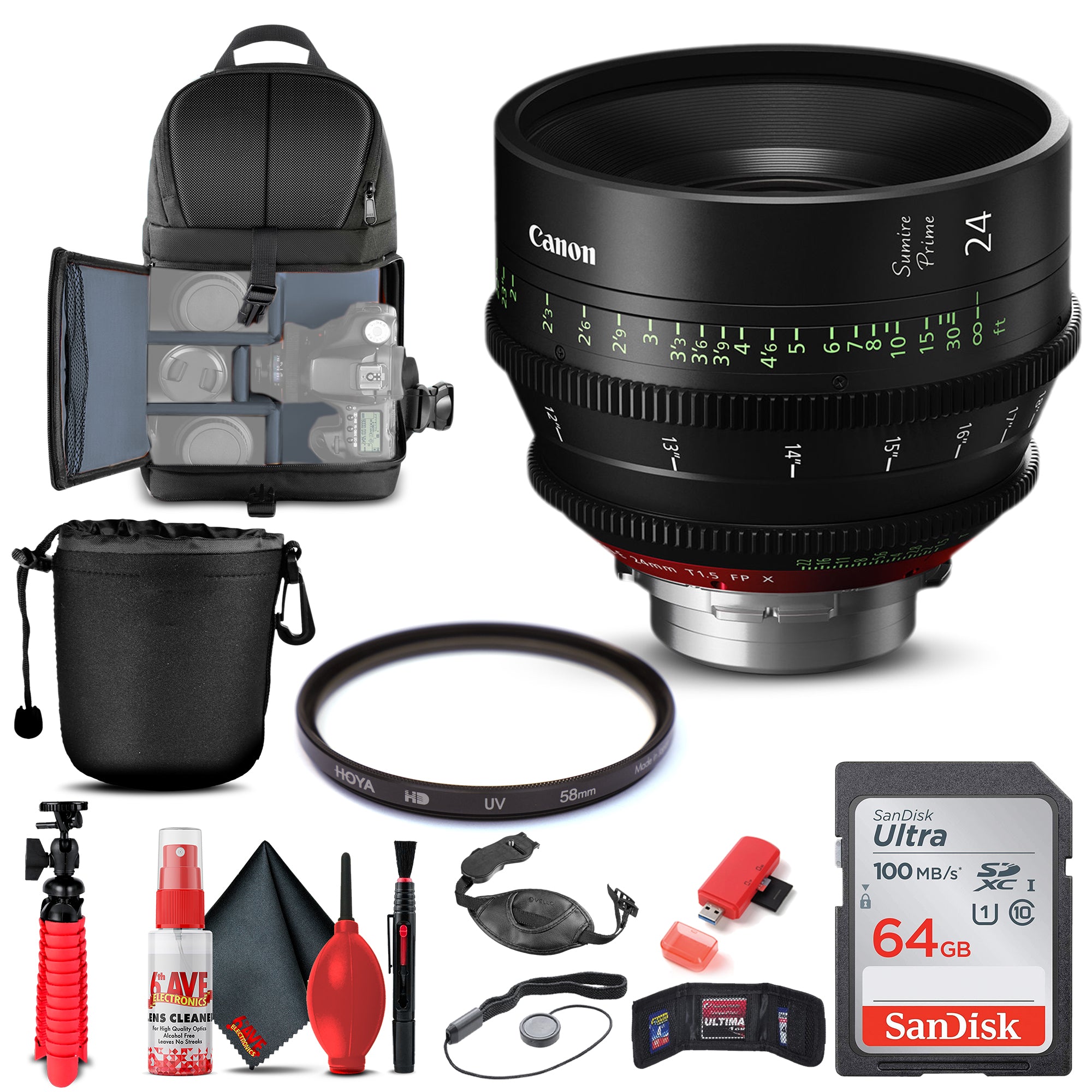 Canon 24mm Sumire Prime T1.5 PL Mount, Feet 3359C002 + BackPack + More Canon