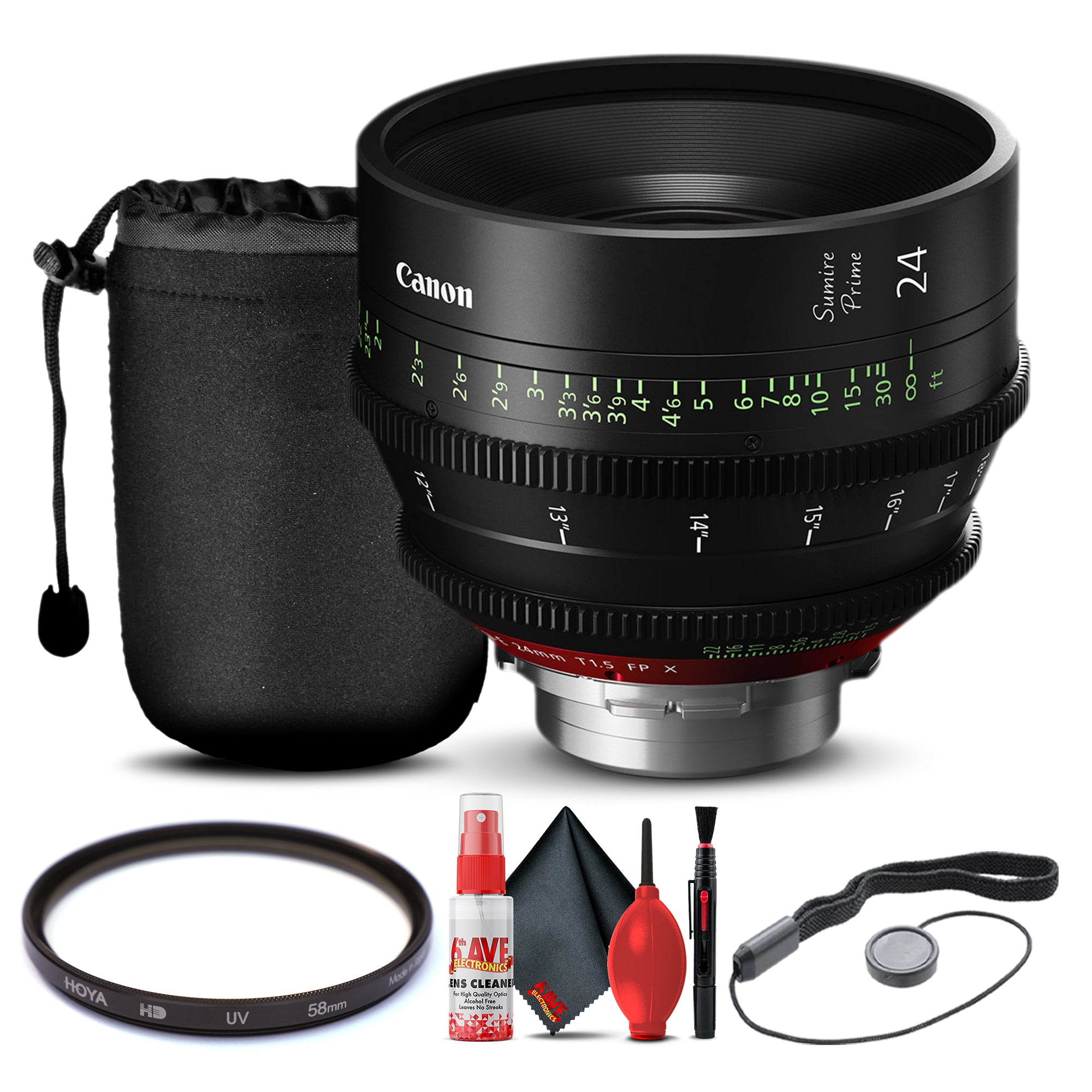 Canon 24mm Sumire Prime T1.5 (PL Mount, Feet) (3359C002) + Lens Pouch + More