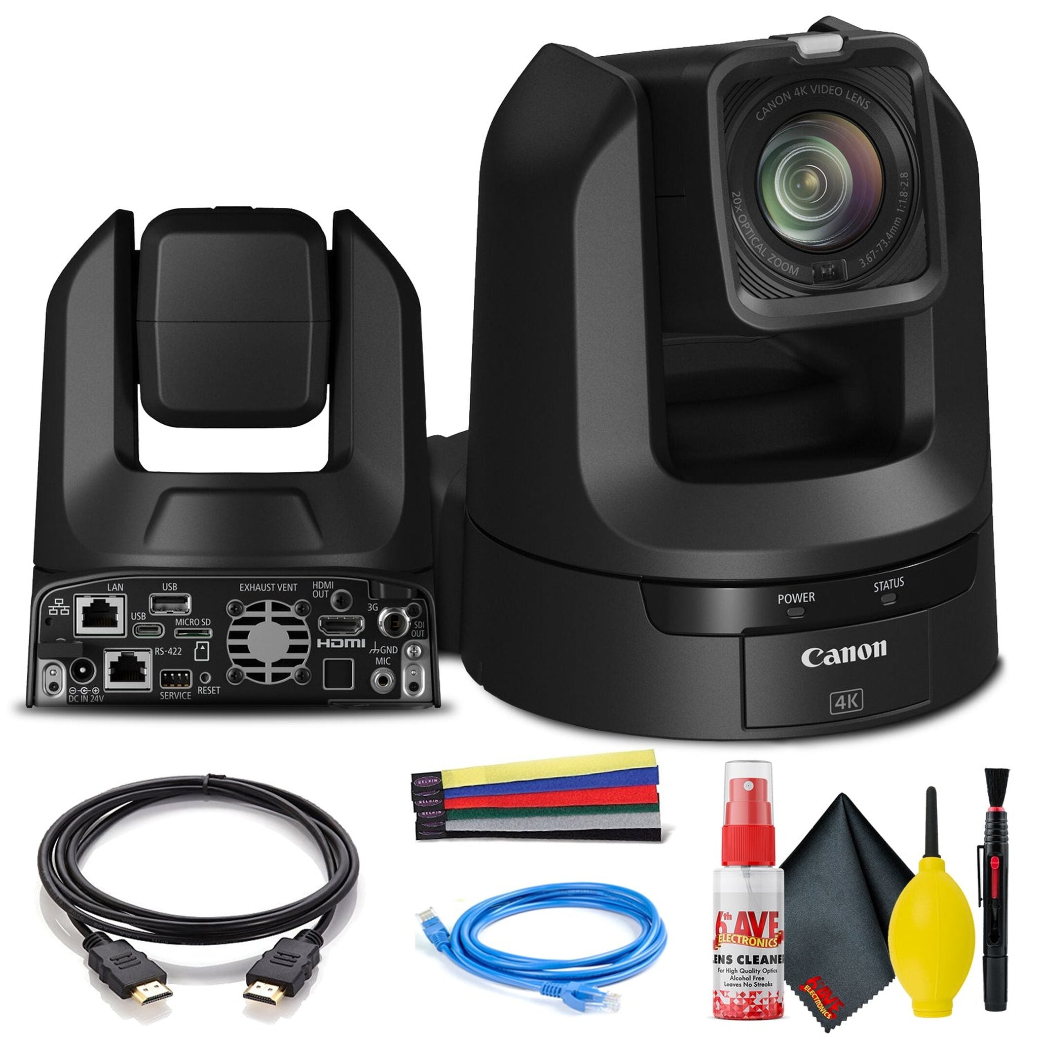 Canon CR-N300 4K NDI PTZ Camera with 20x Zoom (Satin Black) (5157C001) Bundle