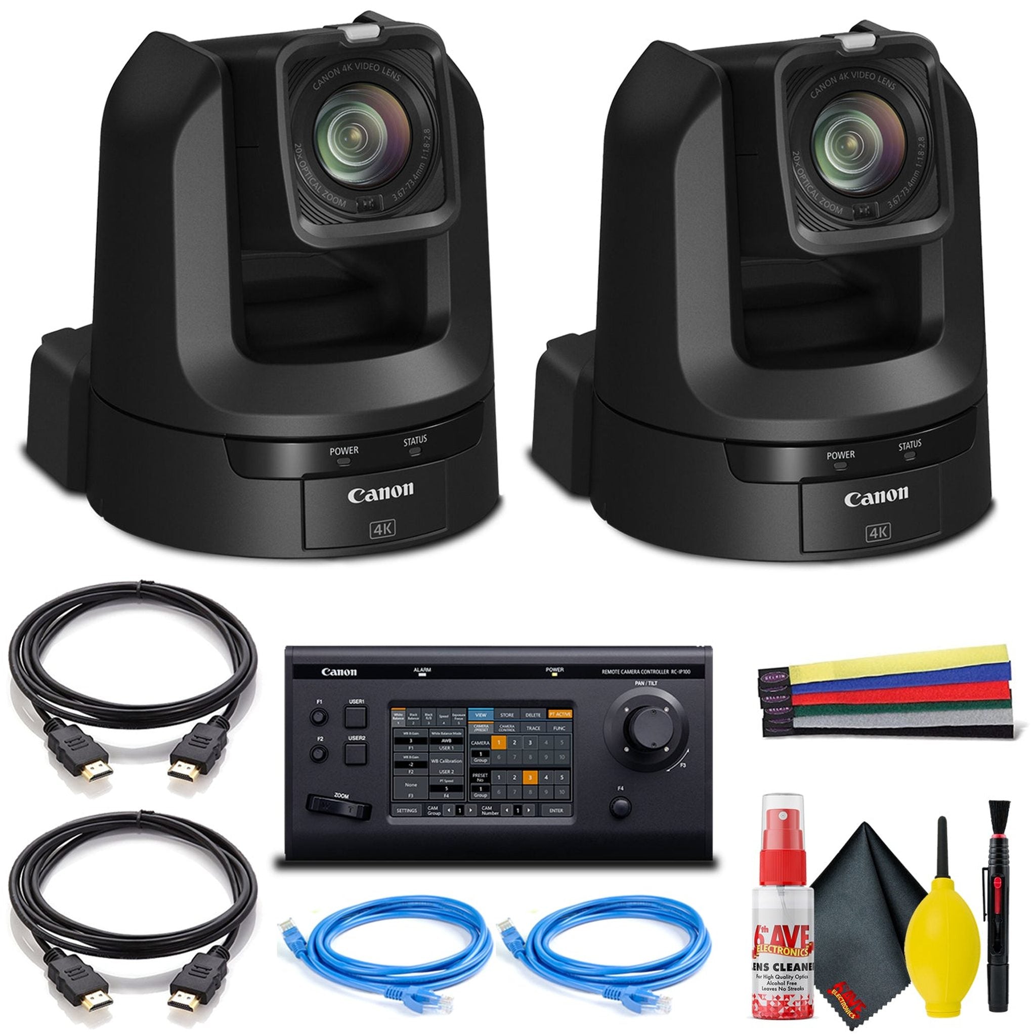 2 x Canon CR-N300 4K NDI PTZ Camera with 20x Zoom - Dual Bundle With Remote