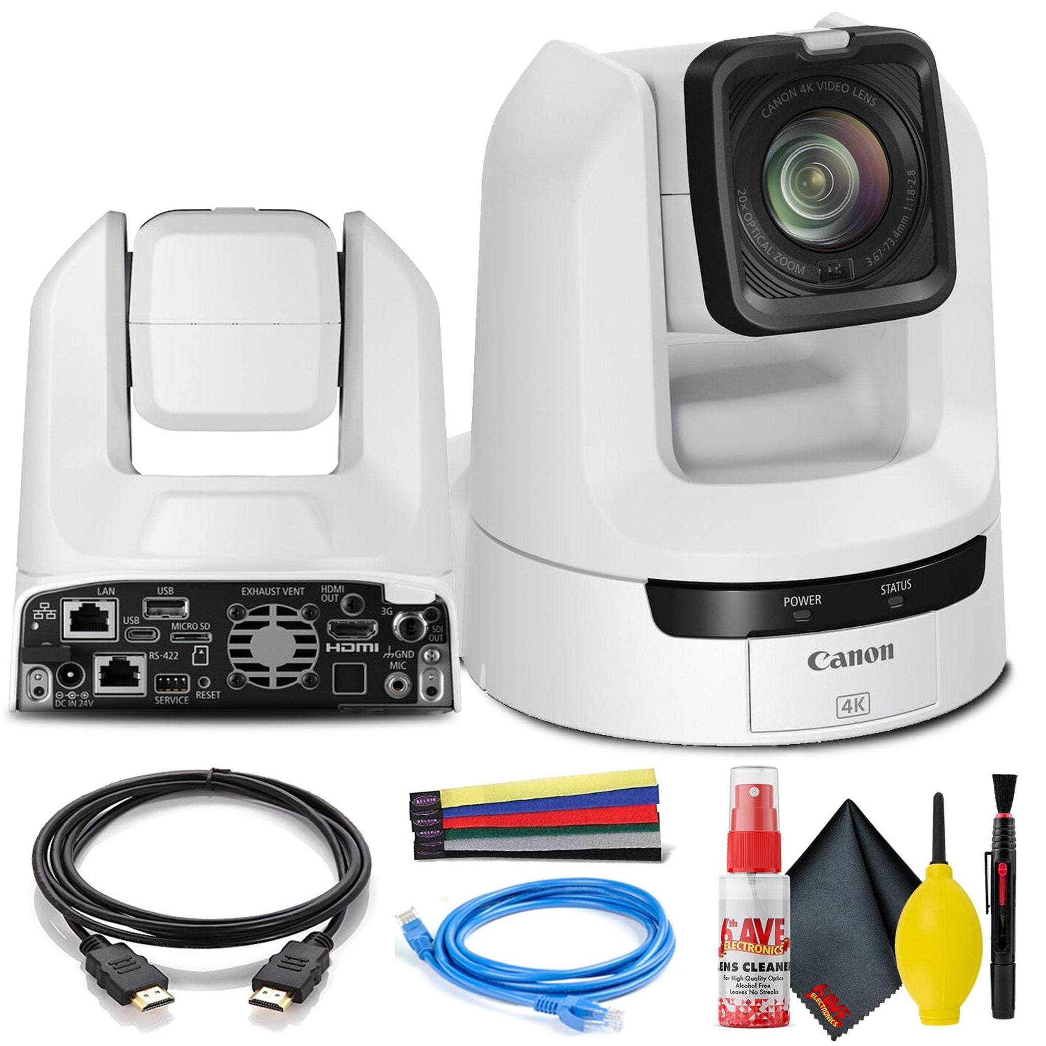 Canon CR-N300 4K NDI PTZ Camera with 20x Zoom (Titanium White) - Bundle