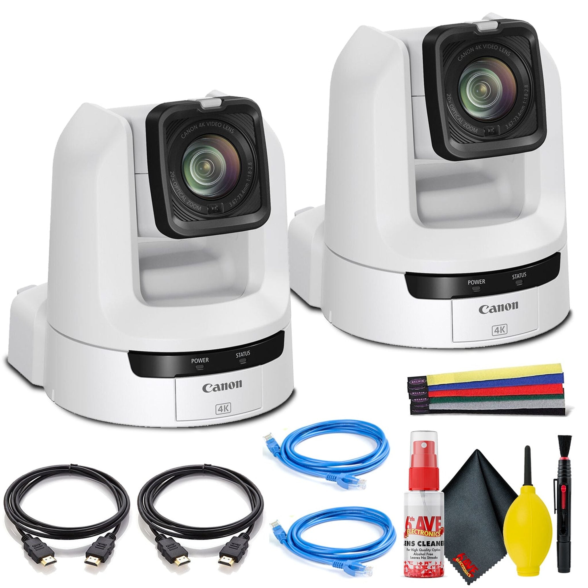 2 x Canon CR-N300 4K NDI PTZ Camera with 20x Zoom (Titanium White) Dual Bundle