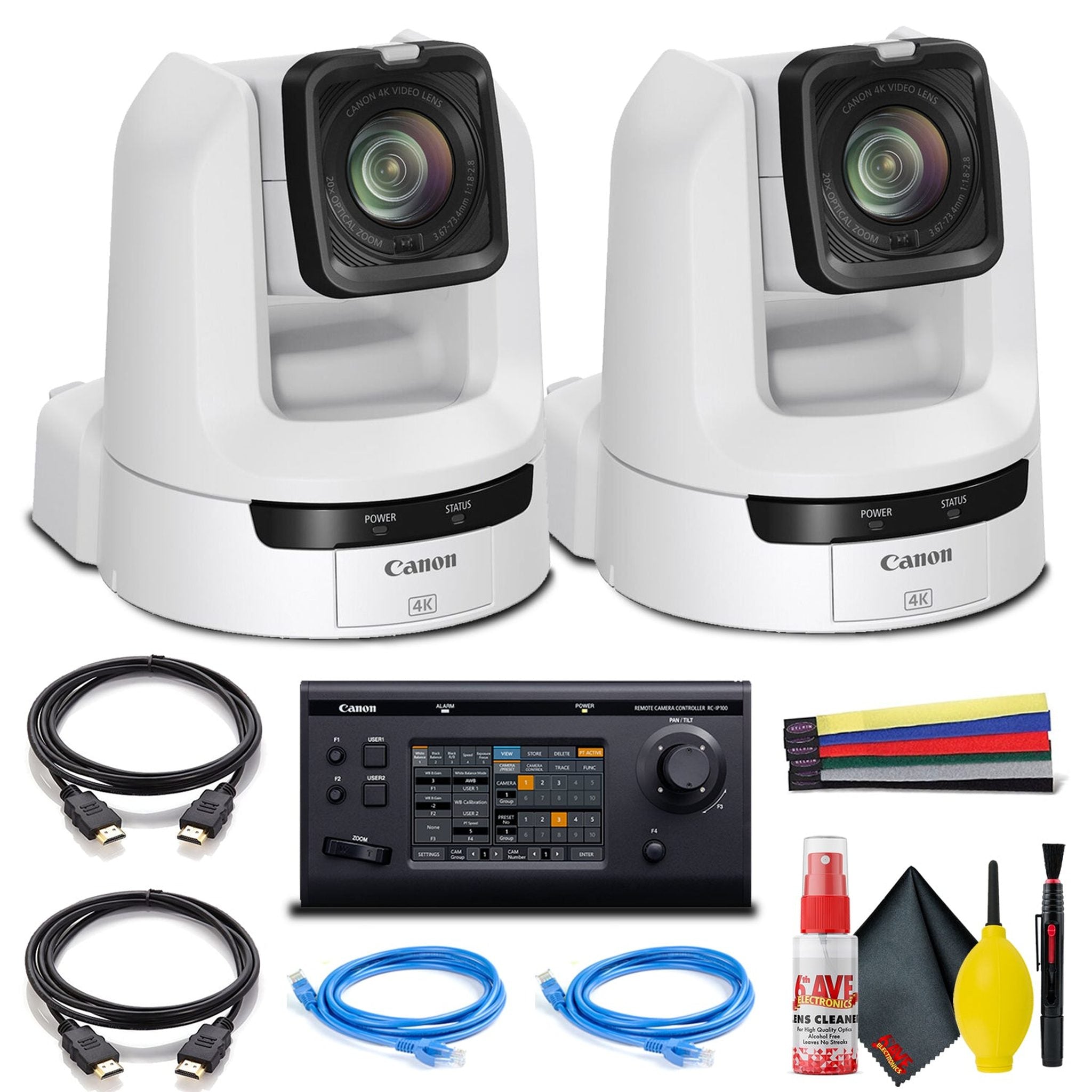 2 x Canon CR-N300 4K NDI PTZ Camera with 20x Zoom - Dual Bundle With Remote