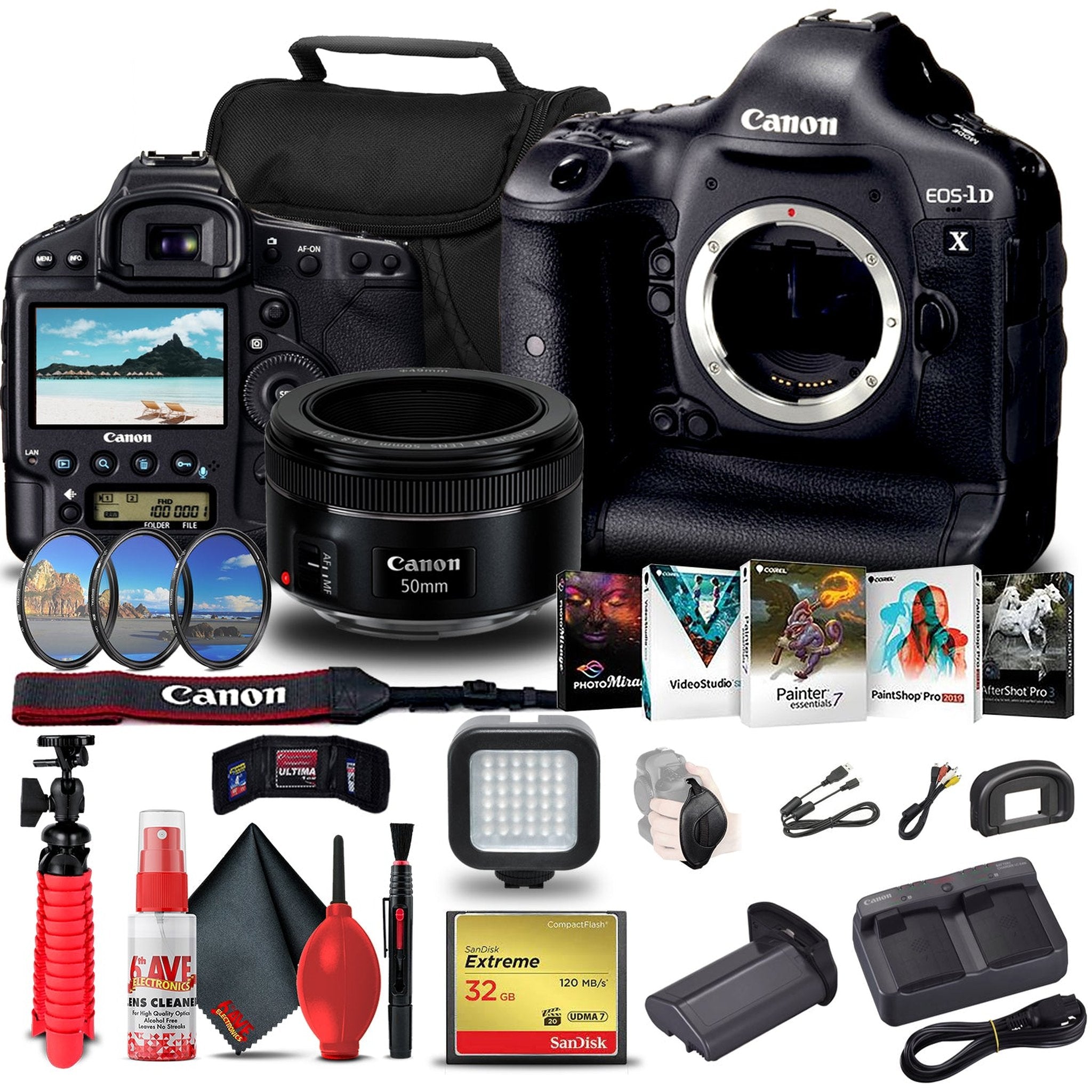 Canon EOS-1D X DSLR Camera Body Only + Canon Lens + Filters Bundle Canon