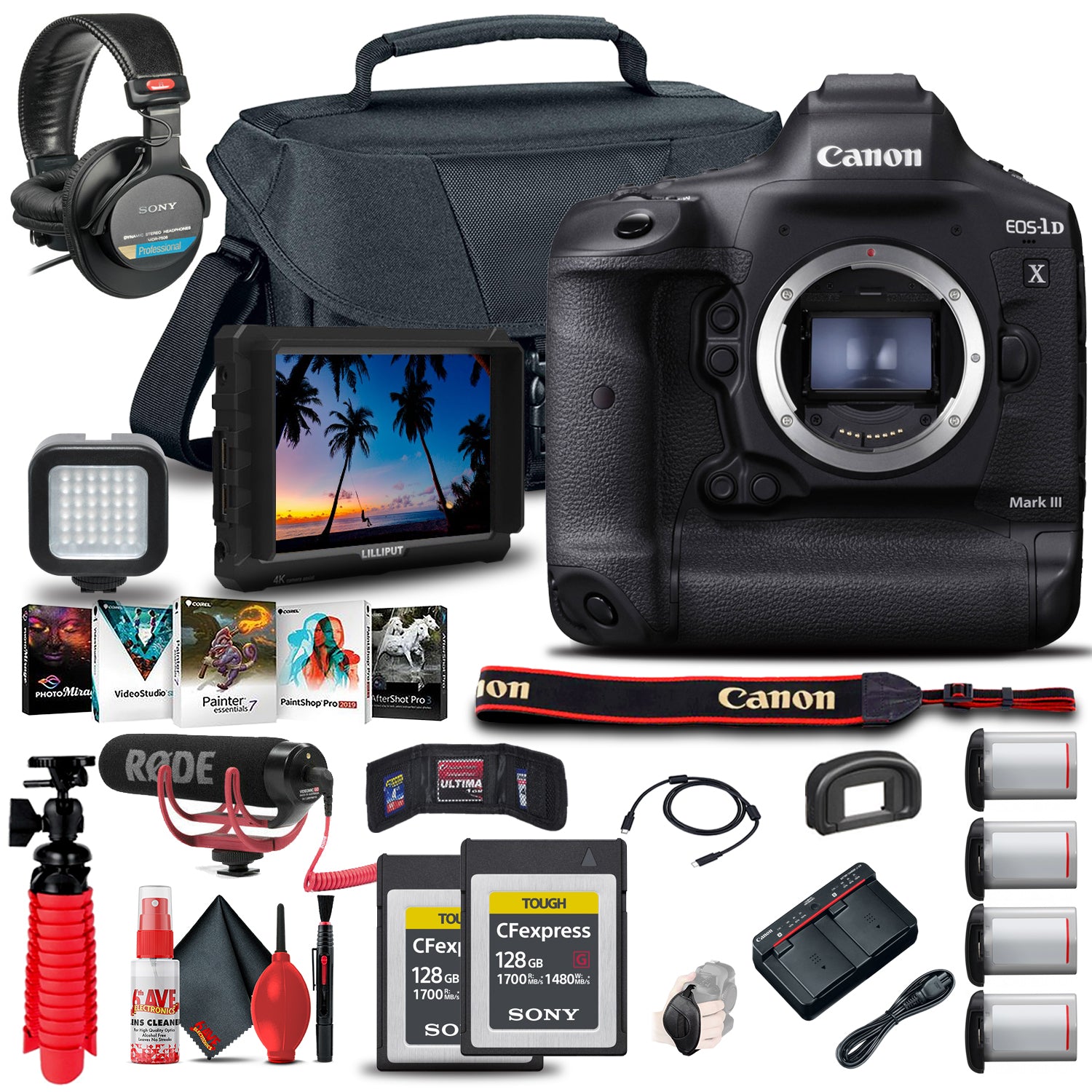 Canon EOS-1D X Mark III DSLR Camera Body Only 3829C002 + 4K Monitor Graphic Bundle Canon