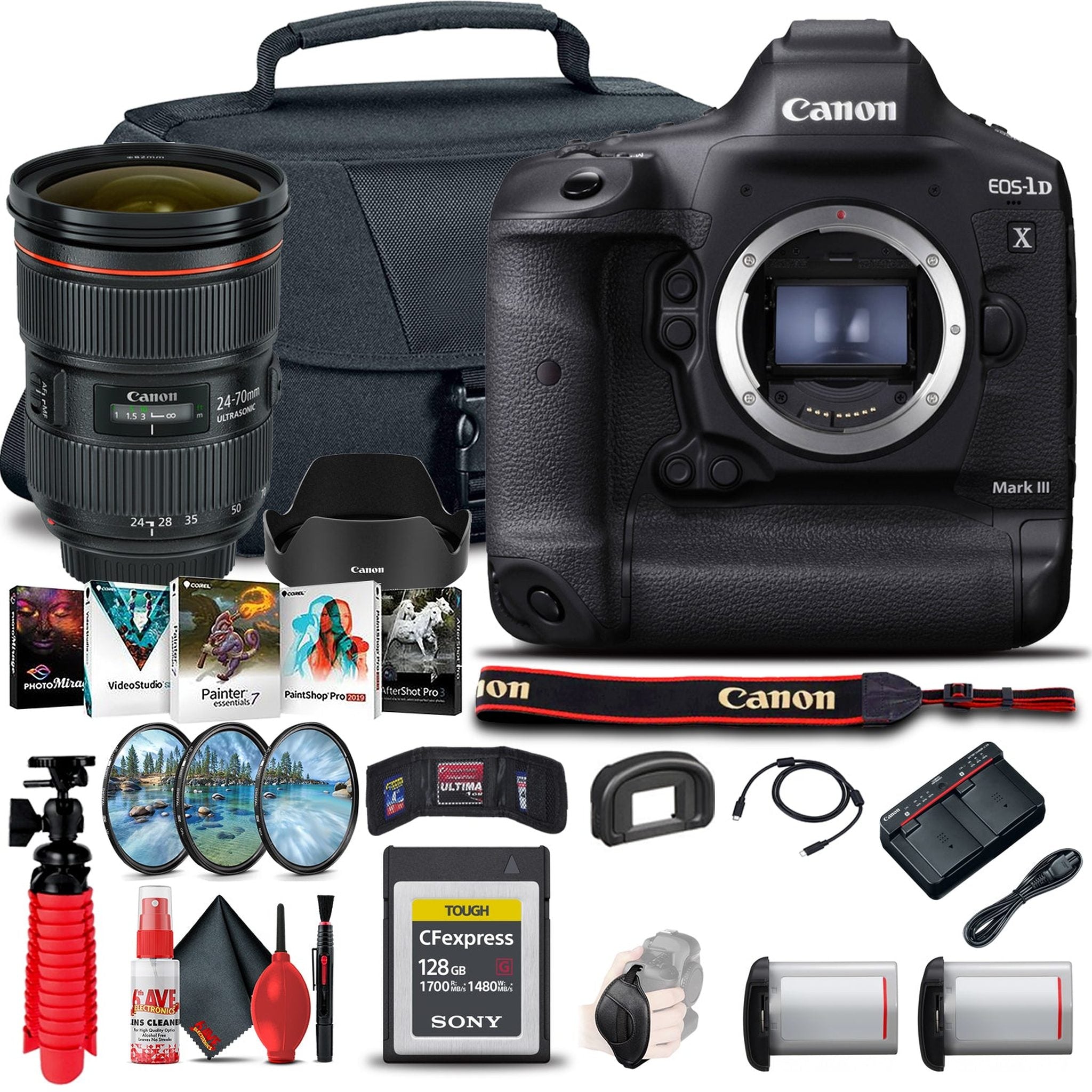 Canon EOS-1D X Mark III DSLR Camera 3829C002 + Canon EF 24-70mm + Filters Canon