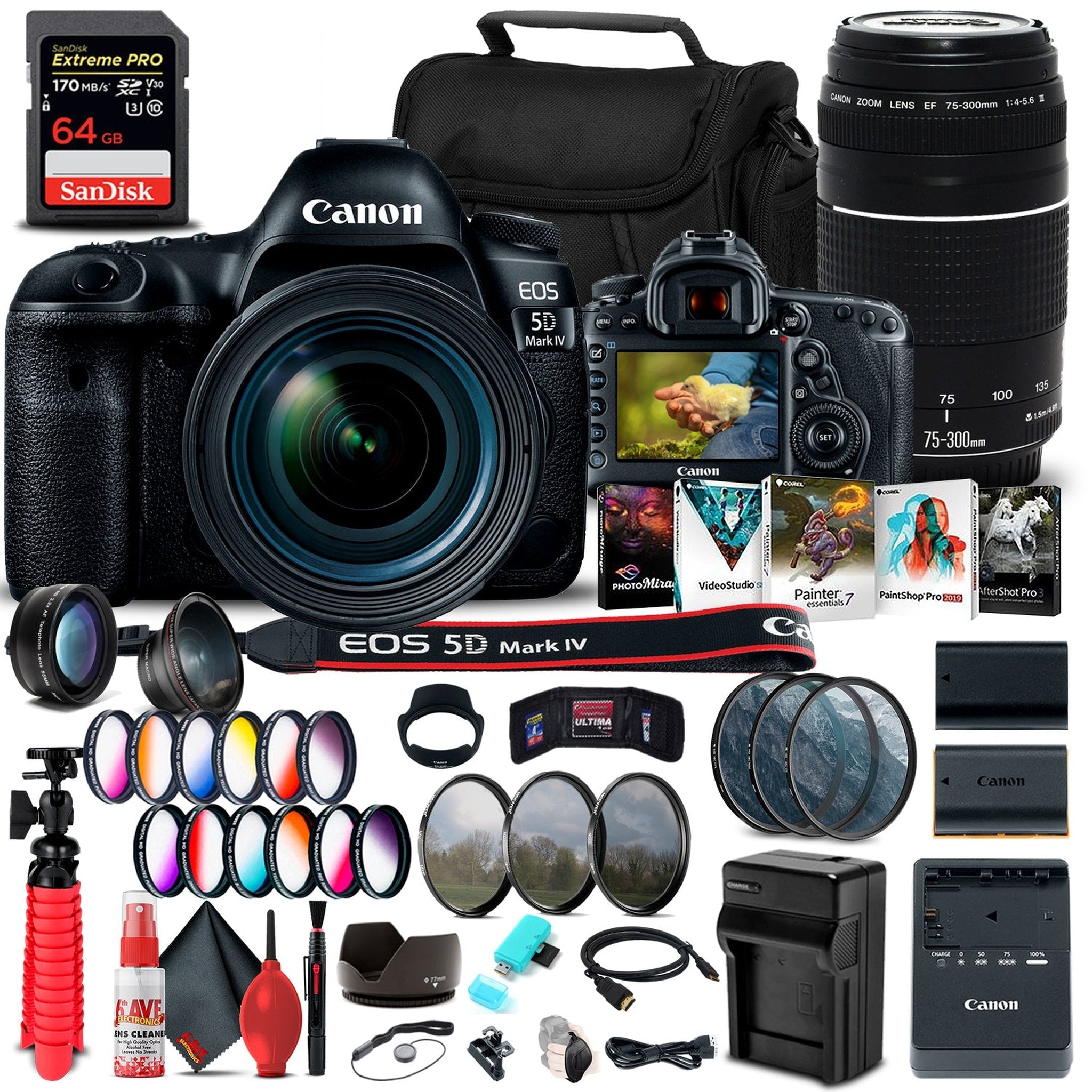 Canon EOS 5D Mark IV DSLR Camera with 24-70mm f/4L Lens 1483C018 Bundle Canon