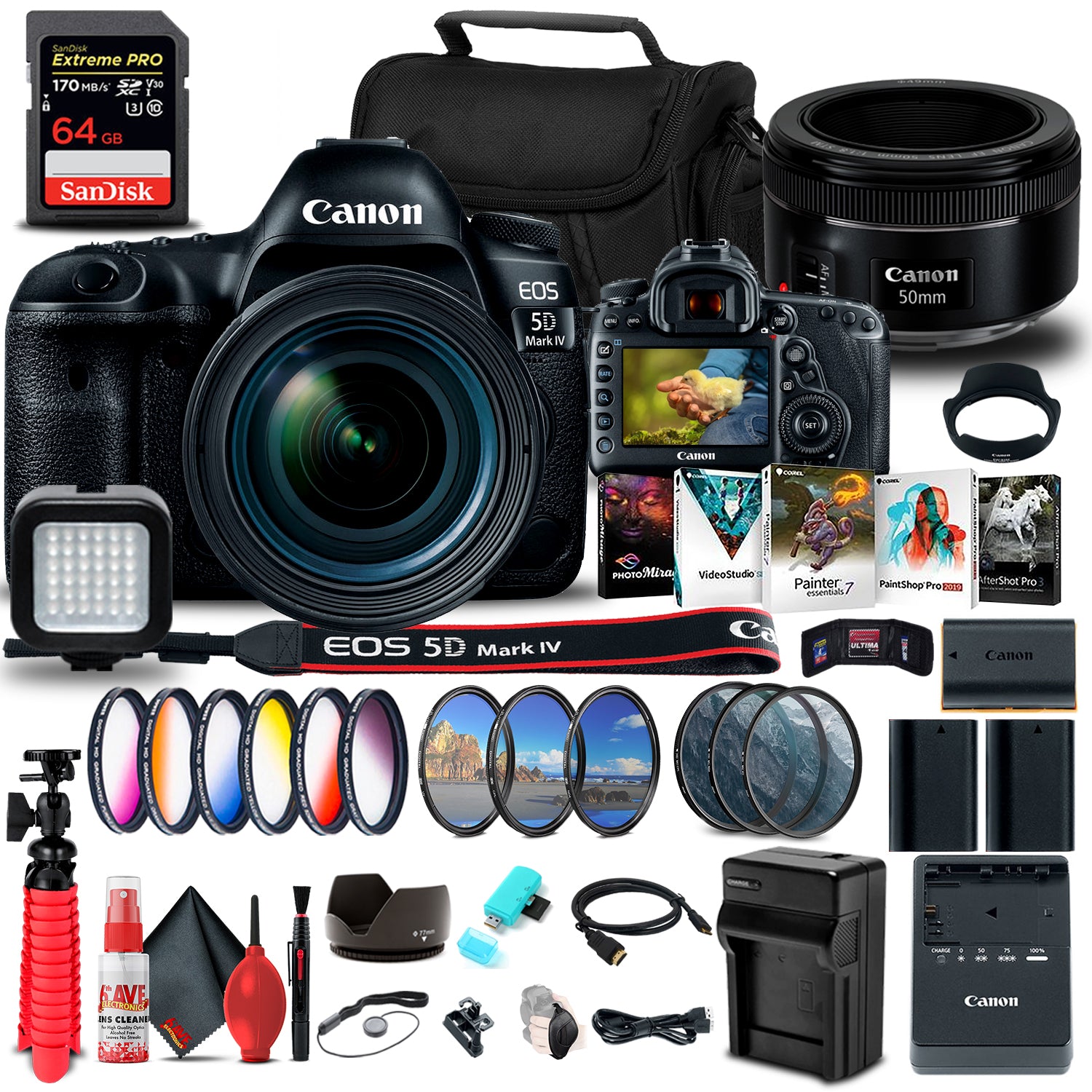 Canon EOS 5D Mark IV DSLR Camera with 24-70mm f/4L Lens 1483C018 Supreme Bundle Canon