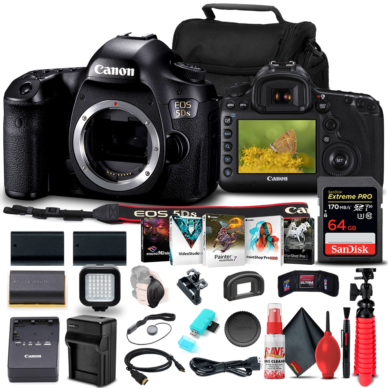 Canon EOS 5DS DSLR Camera Body Only 0581C002 + 64GB Card + More Bundle Canon