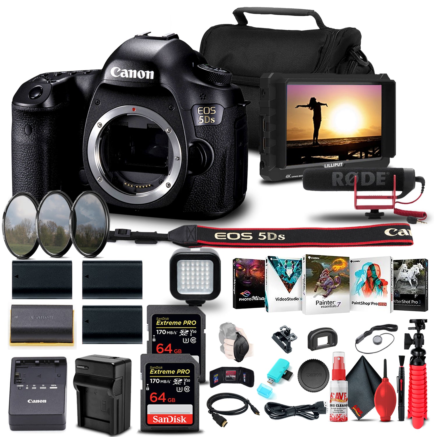 Canon EOS 5DS DSLR Camera Body Only + 4K Monitor + Pro Mic + More Bundle Canon