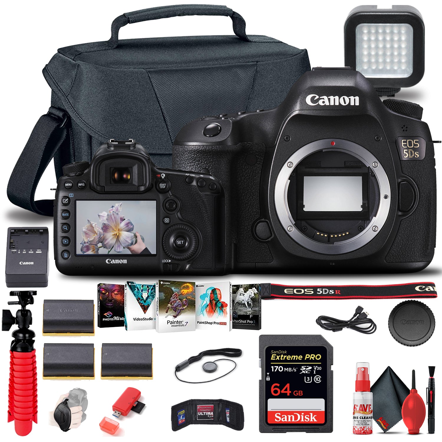 Canon EOS 5DS DSLR Camera Body Only 0581C002 + 64GB Card + Case + More Canon