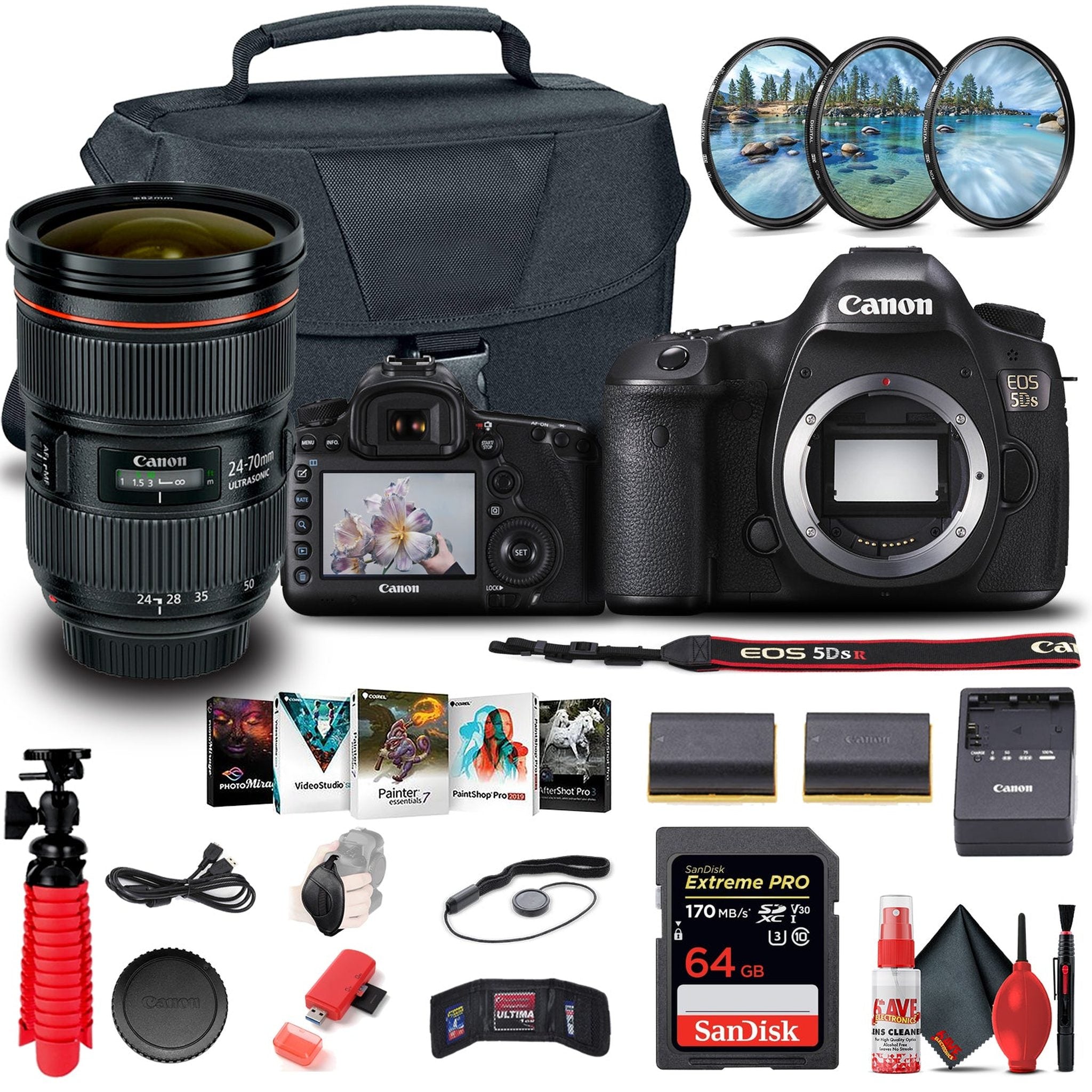 Canon EOS 5DS DSLR Camera 0581C002 + EF 24-70mm Lens + 64GB Card Advanced Bundle Canon