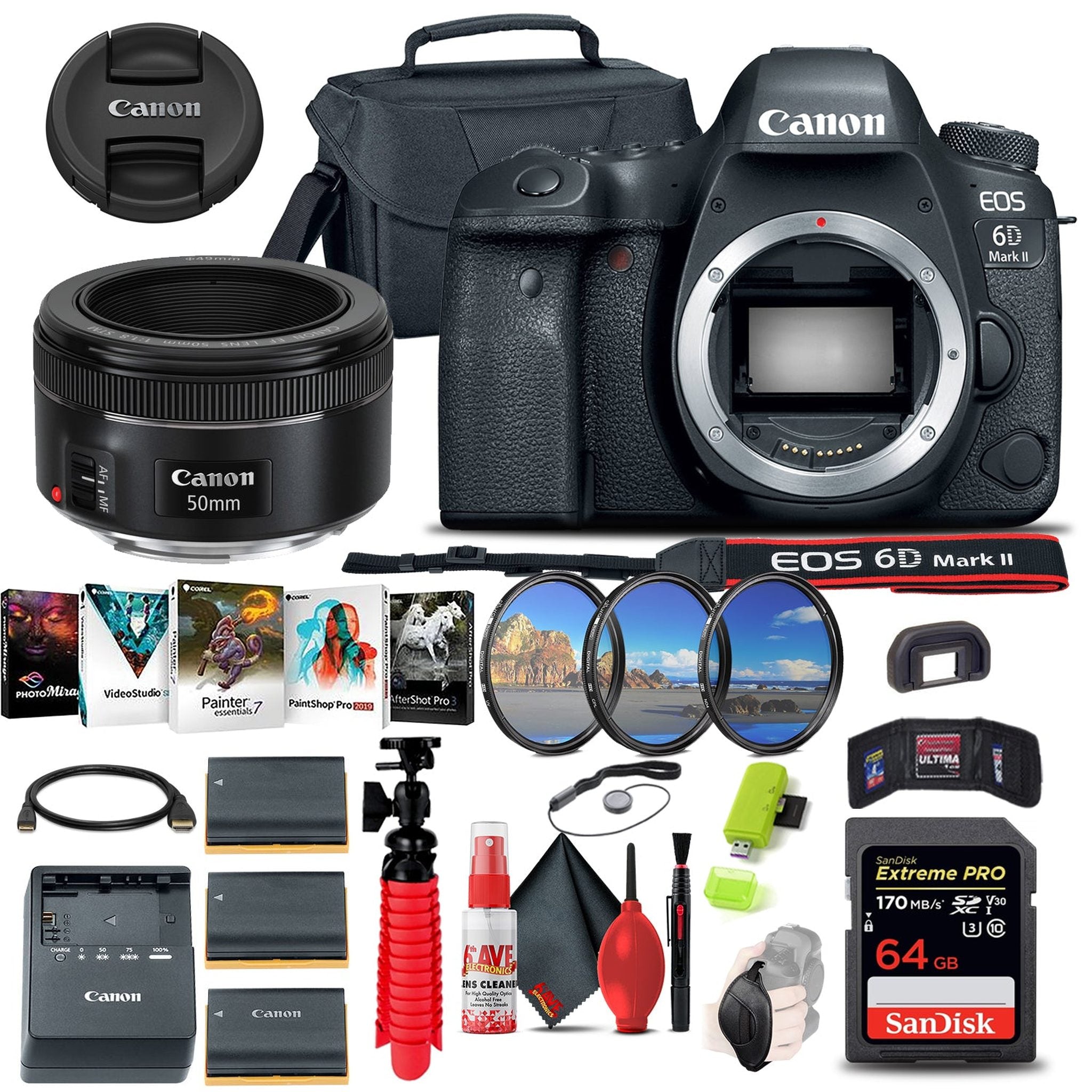 Canon EOS 6D Mark II DSLR Camera 1897C002 Ultimate Graphic Bundle Canon