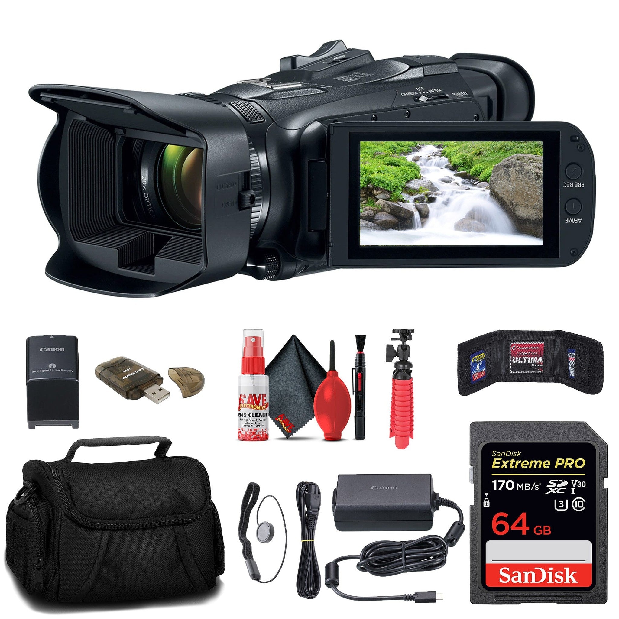 Canon Vixia HF G70 UHD 4K Camcorder + 64GB Memory Card + Bag + More Canon