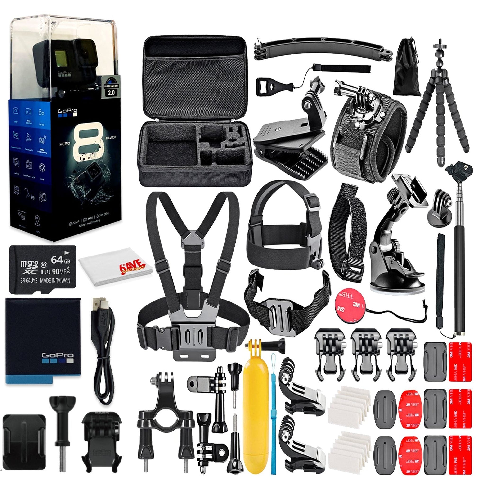 GoPro HERO8 Black Digital Action Camera - With 64GB Memory Card and 50 Piece Accessory Kit - Fully Loaded Bundle GoPro