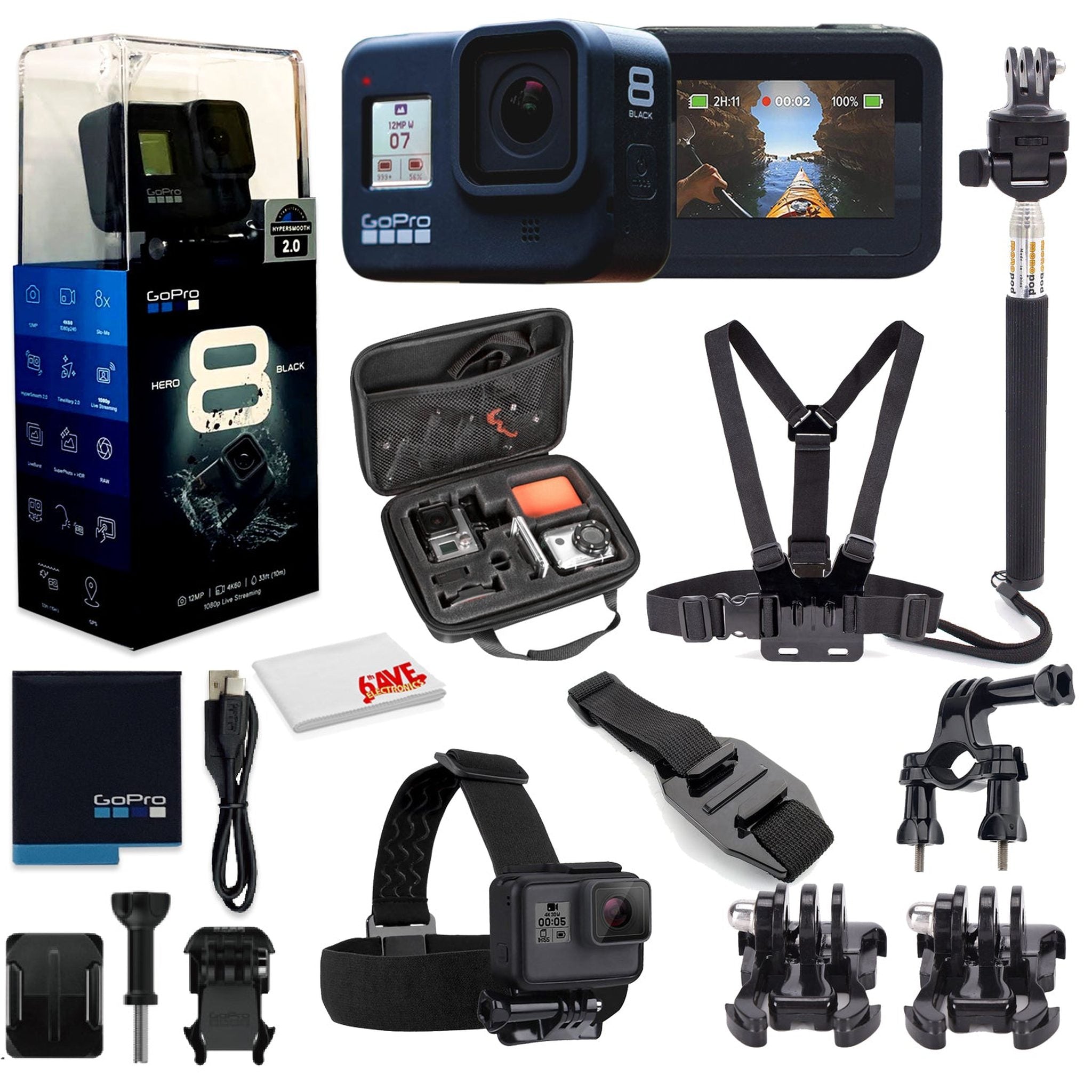 GoPro HERO8 Black Digital Action Camera - With Mega Accessory Kit - All You need Bundle GoPro