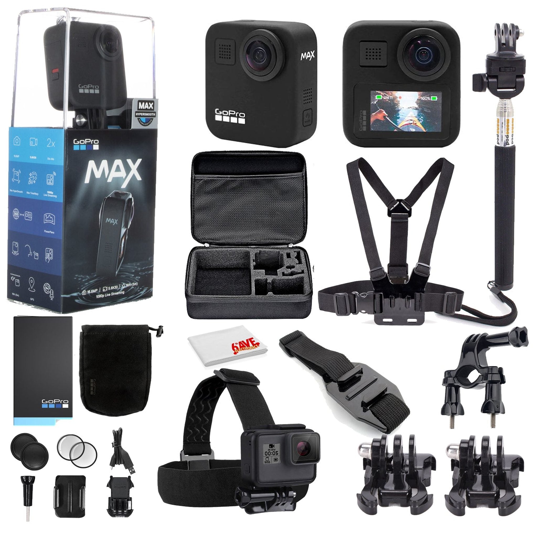 GoPro MAX 360 Waterproof Action Camera -With Mega Accessory Kit - Get Rolling Bundle GoPro