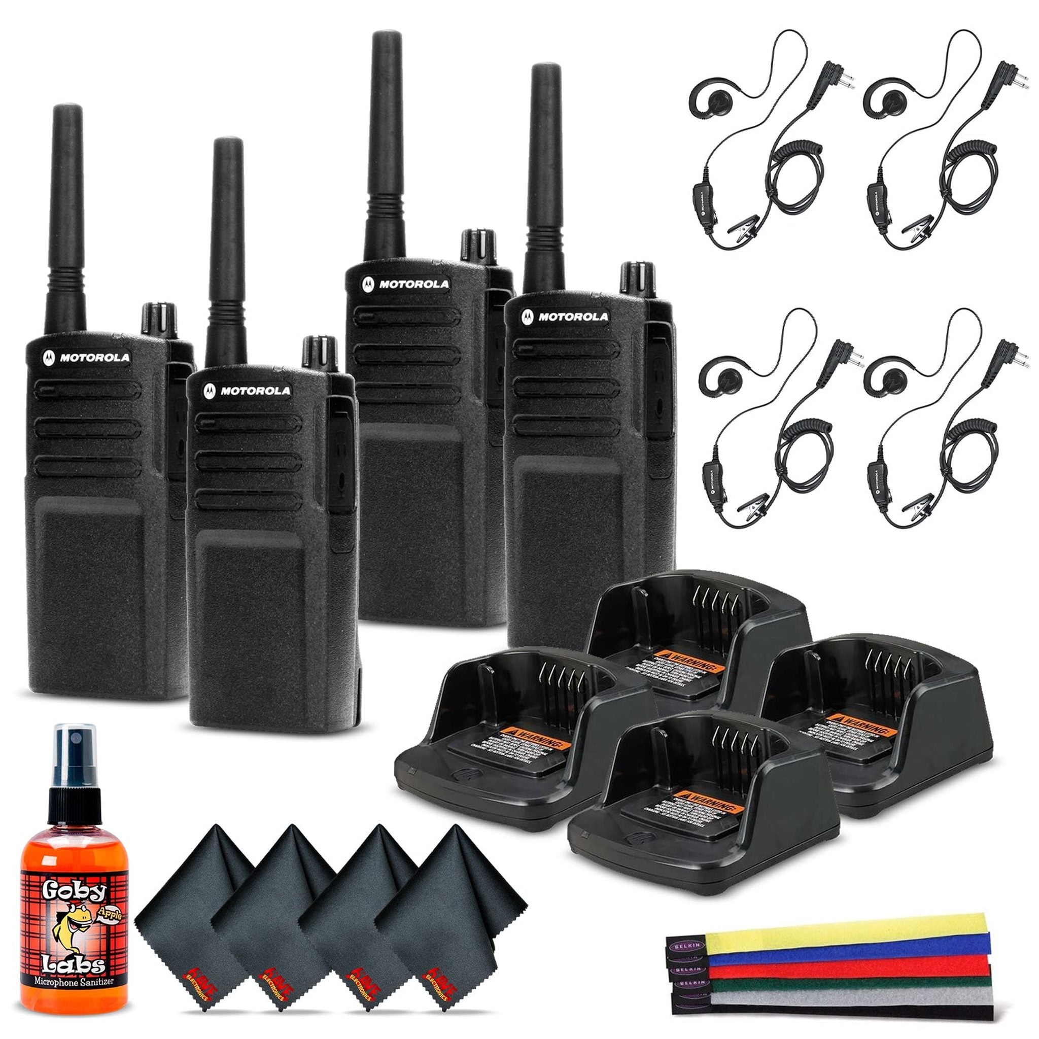 4 x Motorola RMU2040 On-Site 2-Way Radio RMU2040 - 4 Pack With Mic Ultimate Bundle Motorola