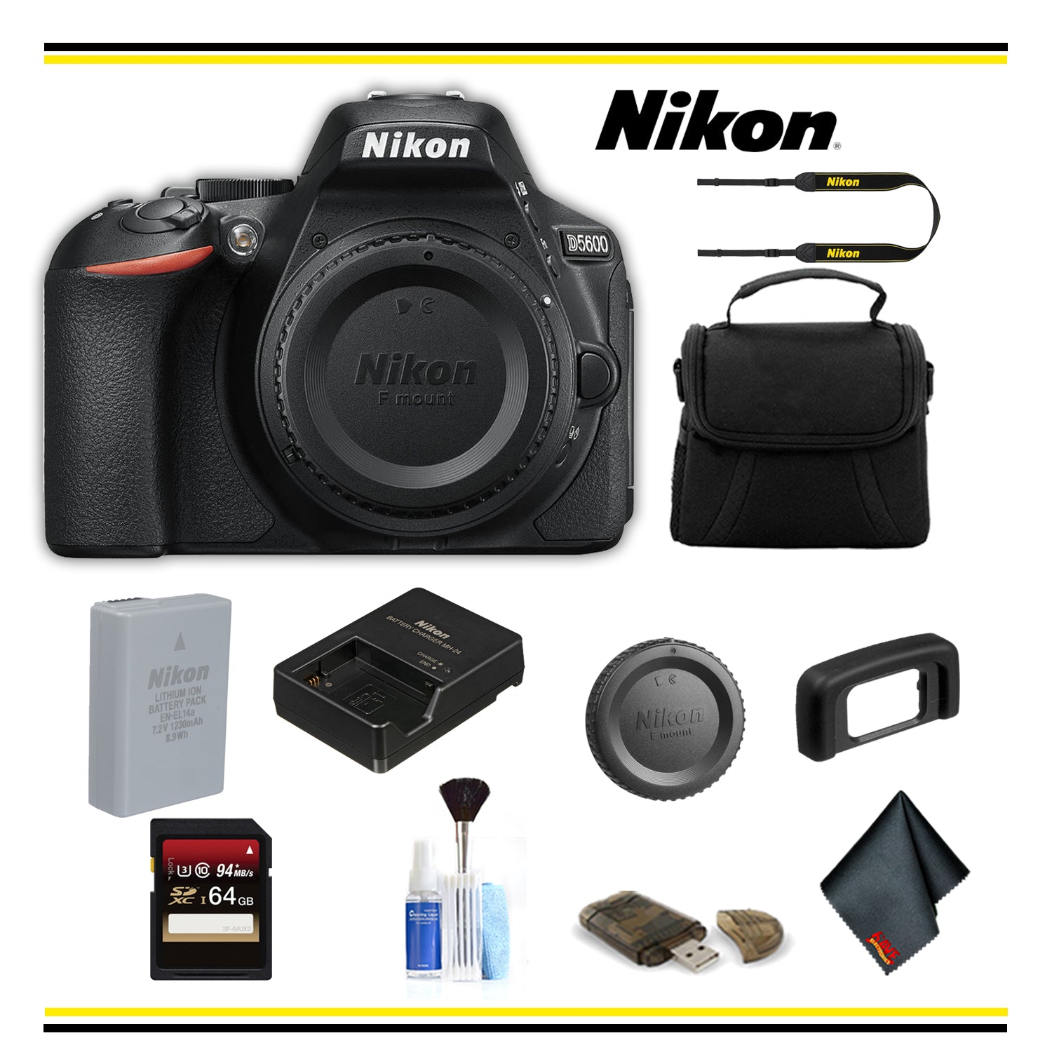 Nikon D5600 DSLR Camera 1575 Starter Bundle- International Model Nikon