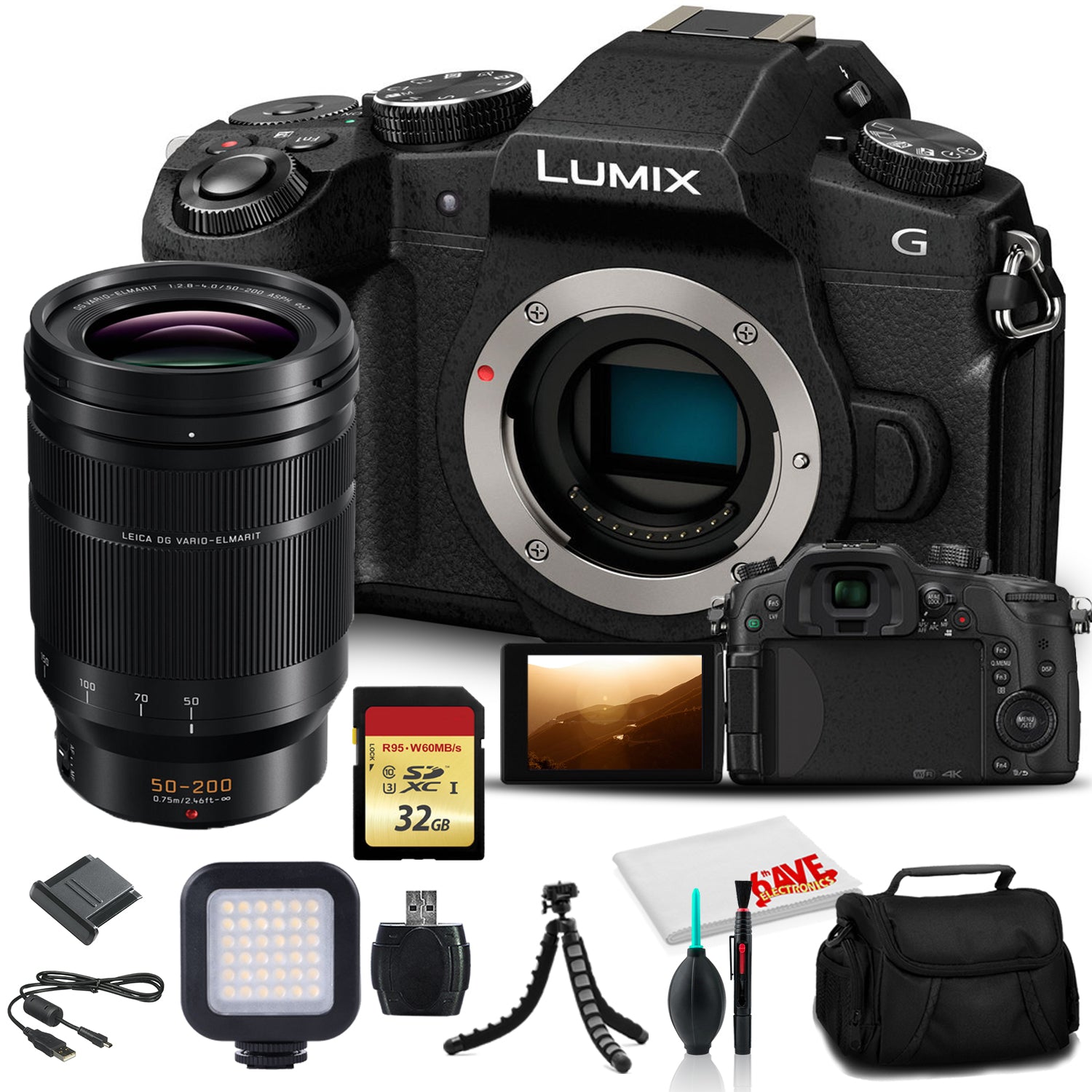 Panasonic DG 50-200mm Lens + Panasonic Lumix DMC-G85 Mirrorless Digital Camera Body Only Kit Box Panasonic