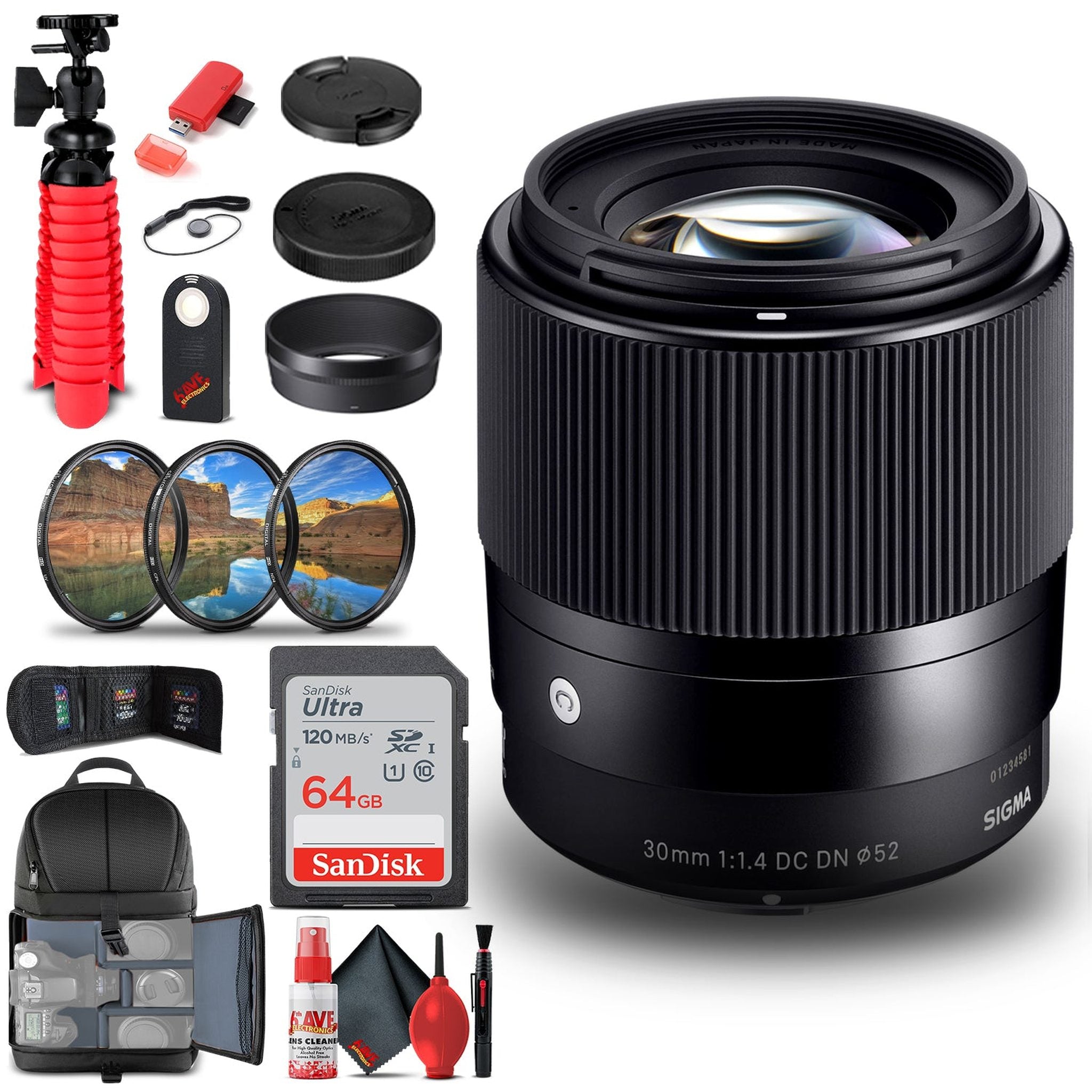 Sigma 30mm f/1.4 DC DN Contemporary Lens for Micro Four Thirds 302963 Bundle Sigma