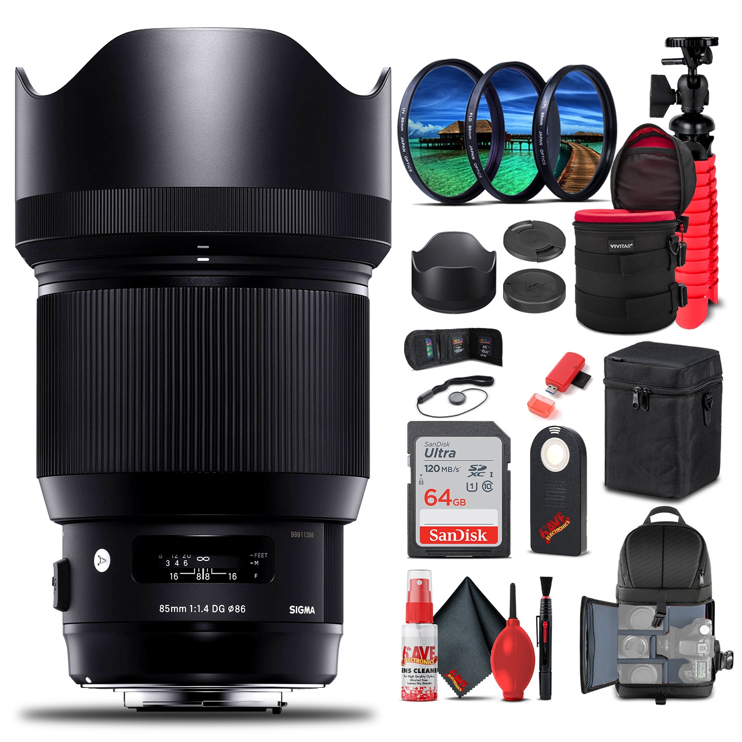 Sigma 85mm f/1.4 DG HSM Art Lens for Canon EF 321954 Bundle Sigma