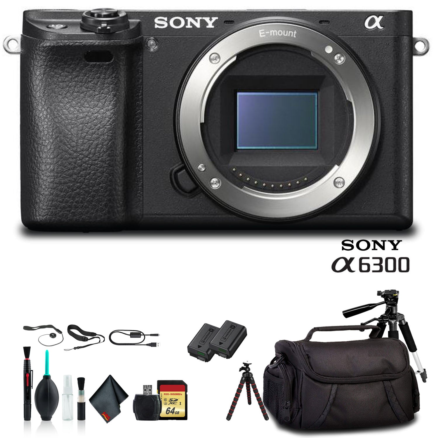 Sony Alpha a6300 Mirrorless Camera Black ILCE6300/B Bundle Sony