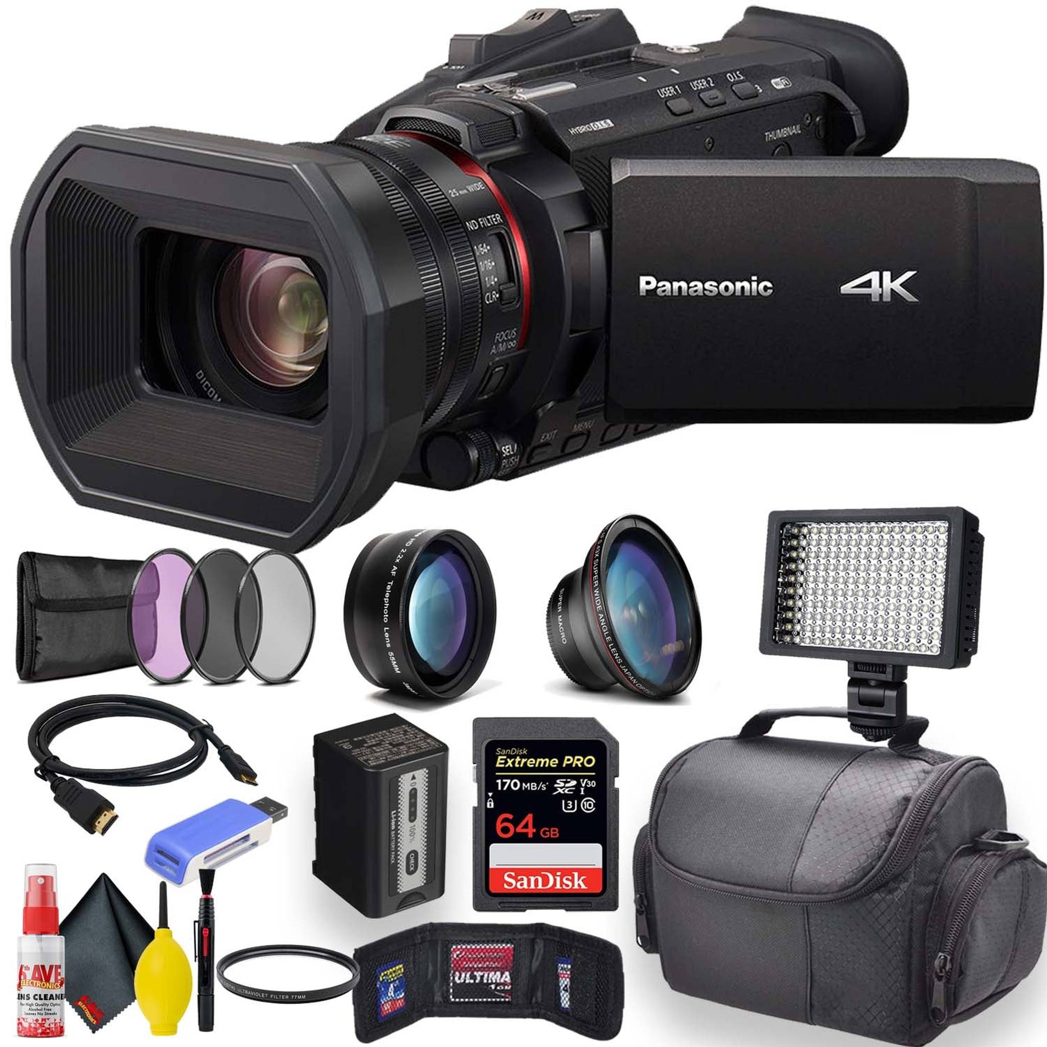 Panasonic HC-X1500 4K Professional Camcorder W/ 24x Optical Zoom Advanced Bundle Panasonic