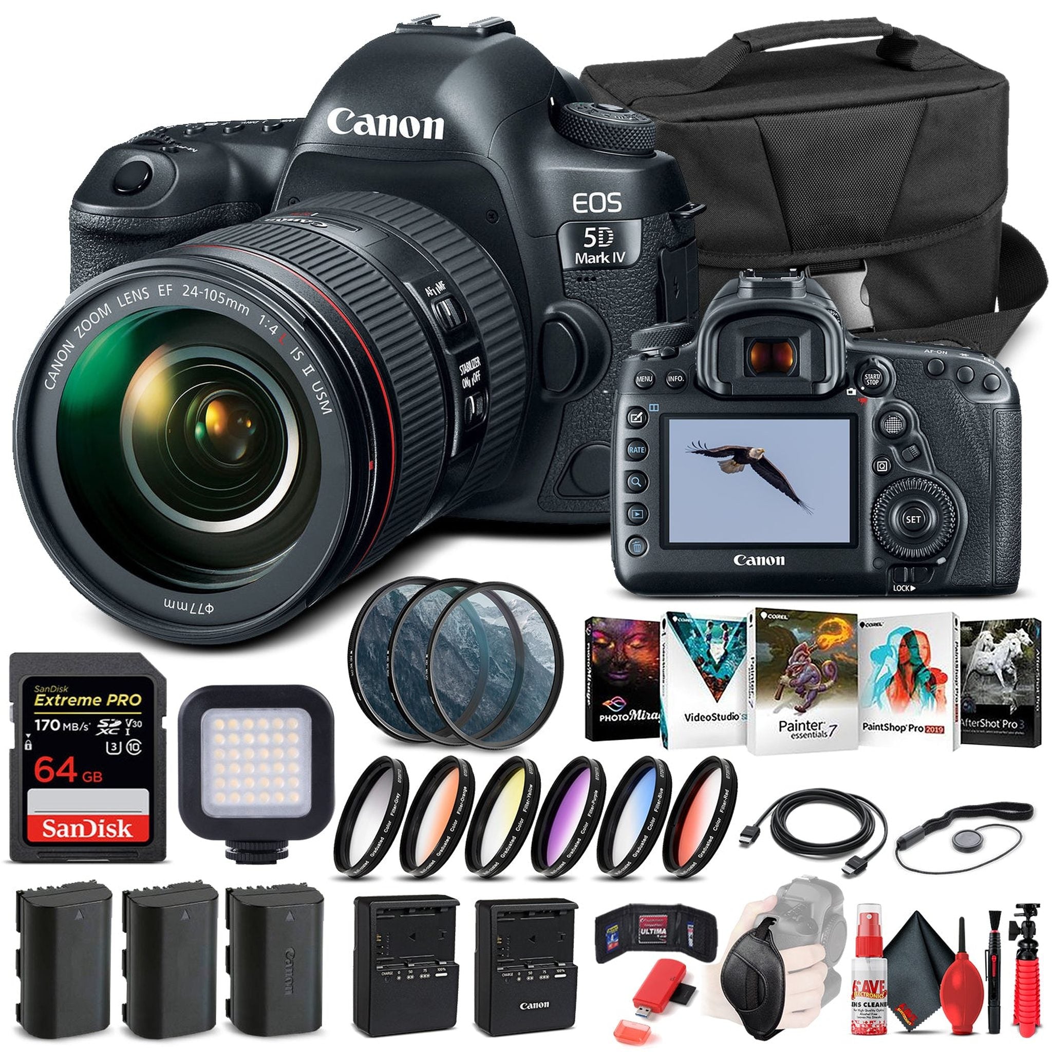 Canon EOS 5D Mark IV Camera W/ 24-105mm f/4L II Lens 1483C010 - Advanced Bundle Canon