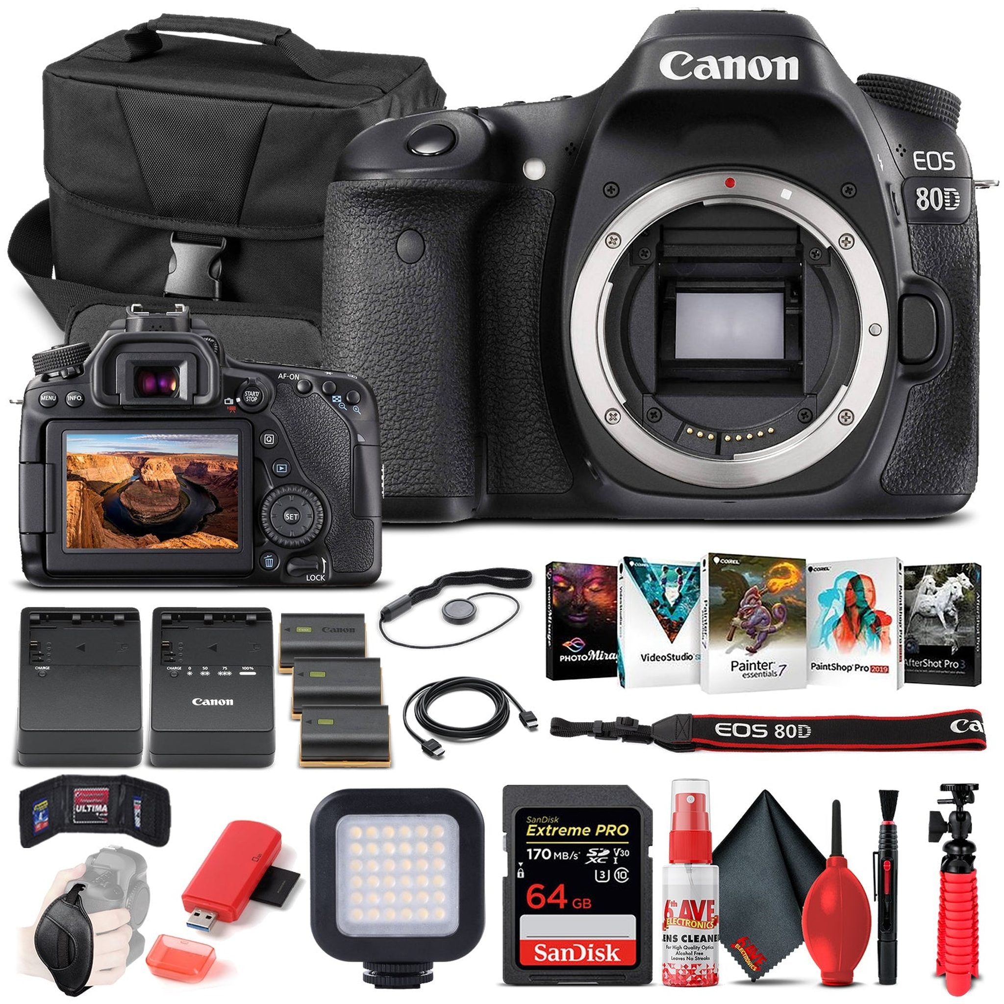 Canon EOS 80D DSLR Camera Body Only 1263C004 - Advanced Bundle Canon