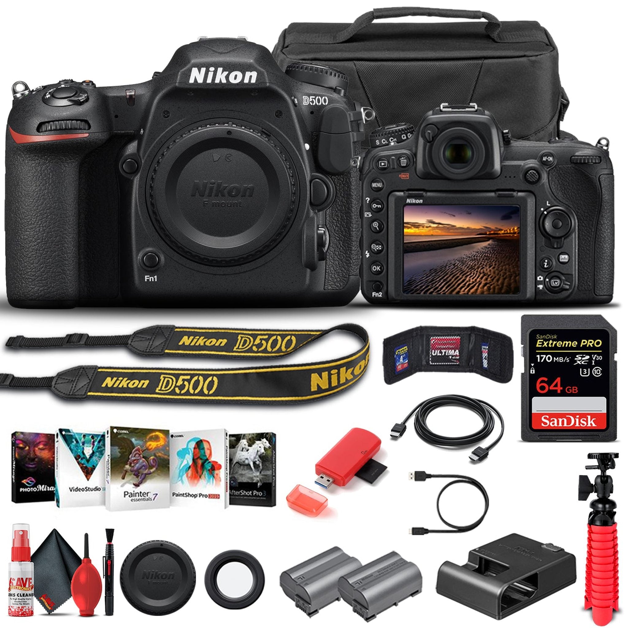 Nikon D500 DSLR Camera Body Only 1559 - Basic Bundle Nikon