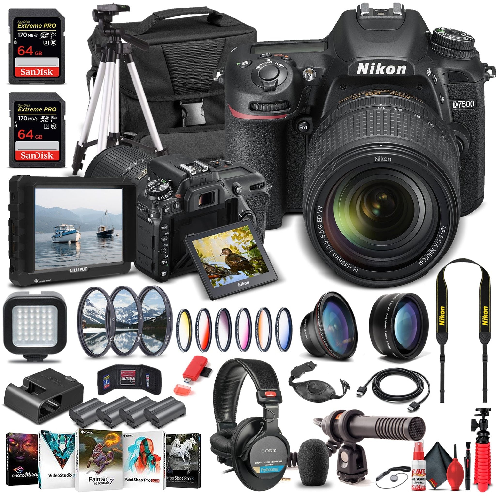 Nikon D7500 DSLR Camera W/ 18-140mm Lens 1582 - Pro Bundle Nikon