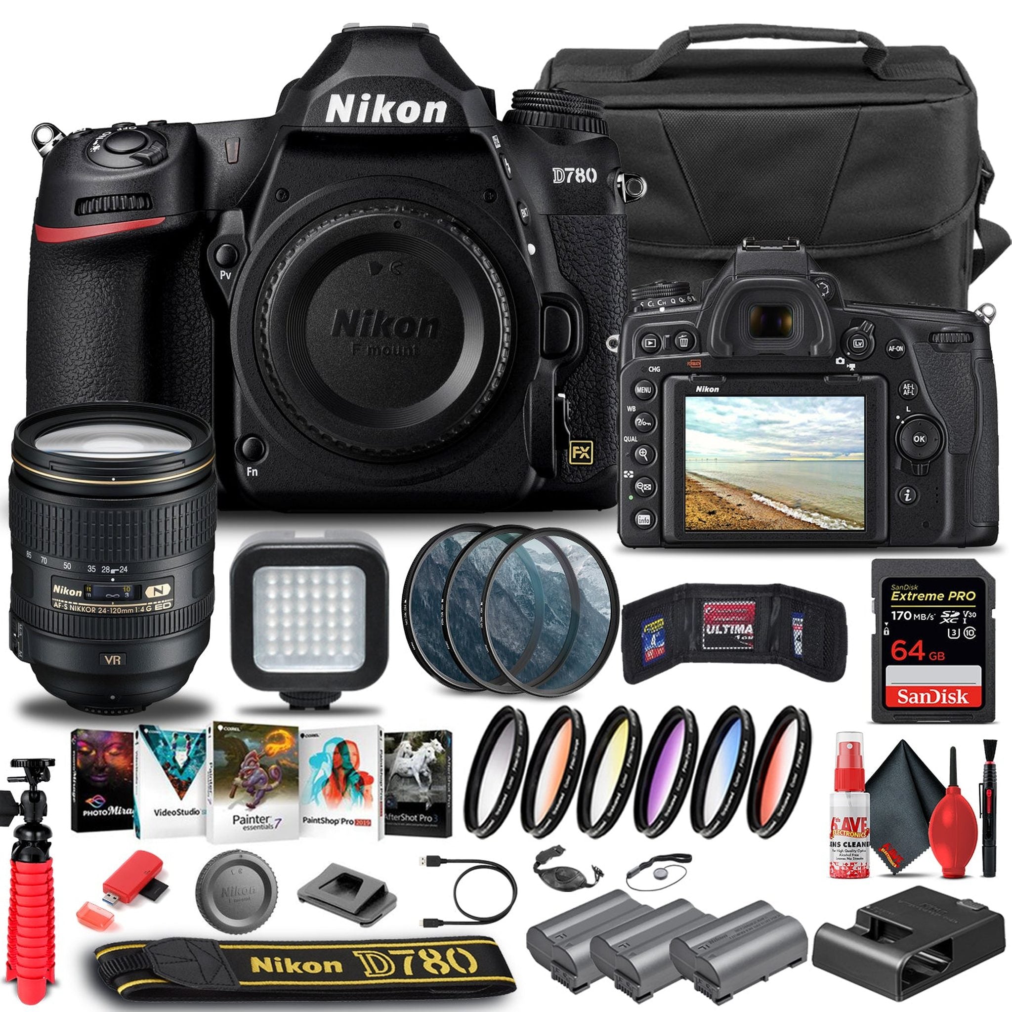 Nikon D780 DSLR Camera Body Only 1618 W/ Nikon 24-120mm Lens - Advanced Bundle Nikon