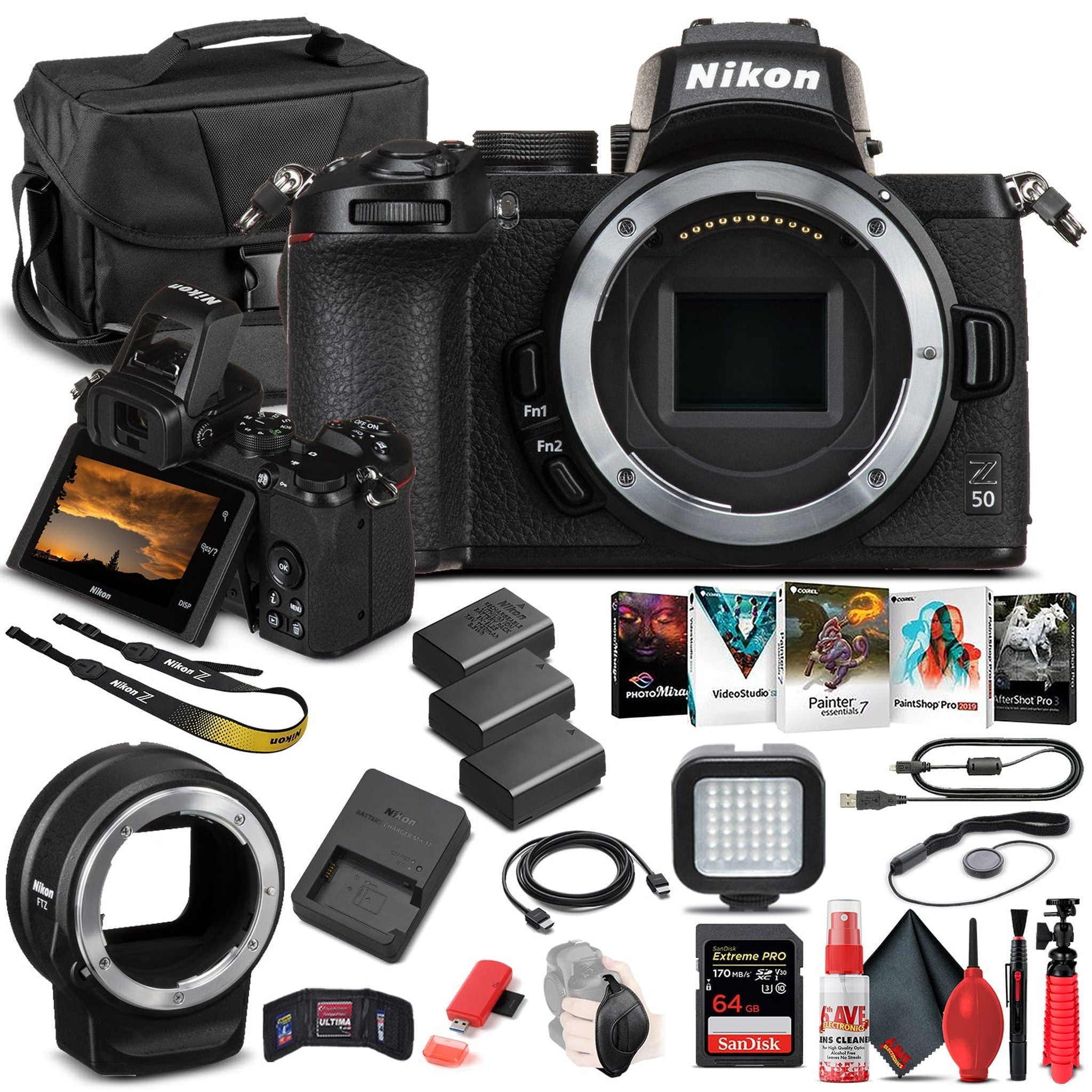 Nikon Z 50 Mirrorless Digital Camera Body Only 1634 - Advanced Bundle Nikon