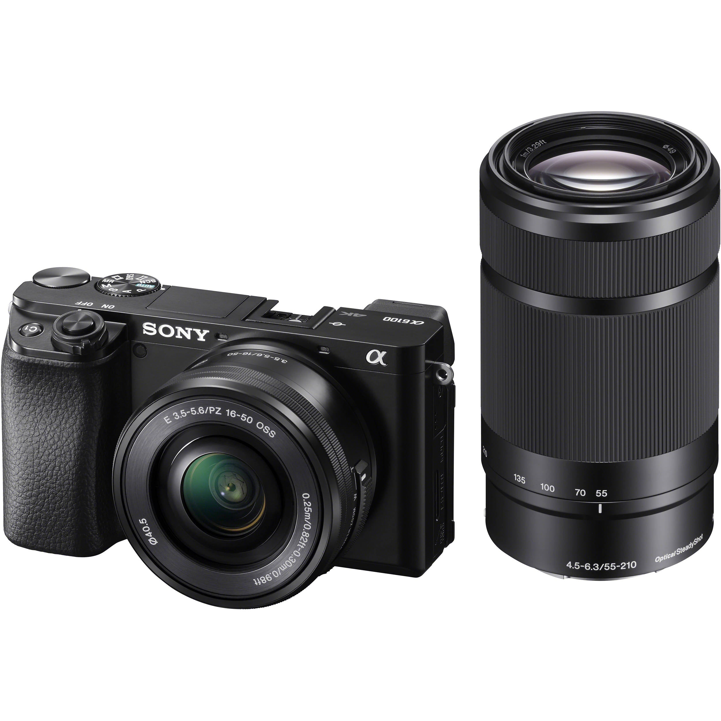 Sony Alpha a6100 24.2MP Mirrorless Camera - Black with 16-50mm and 55-210mm Len Sony