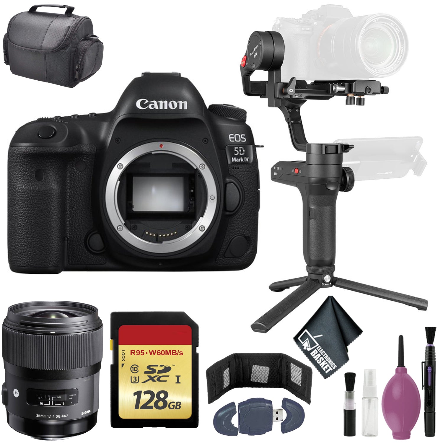 Zhiyun-Tech WEEBILL LAB Handheld Stabilizer - Canon EOS 5D Mark IV DSLR Camera Body Only - 128GB - Card Wallet & Reader - Case Zhiyun-Tech