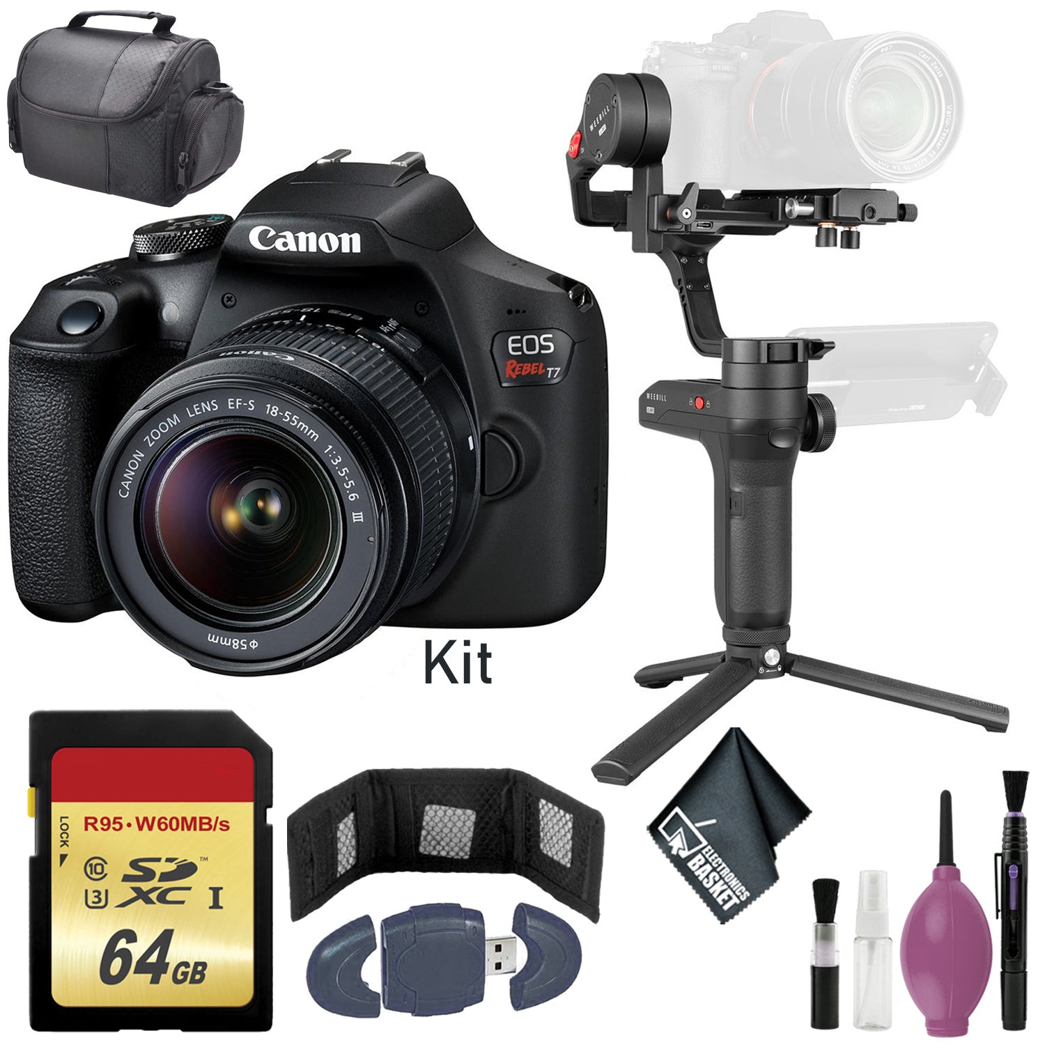 Zhiyun-Tech WEEBILL LAB Handheld Stabilizer - EOS Rebel T7 EF-S 18-55mm IS II Kit - 64GB Case Zhiyun-Tech