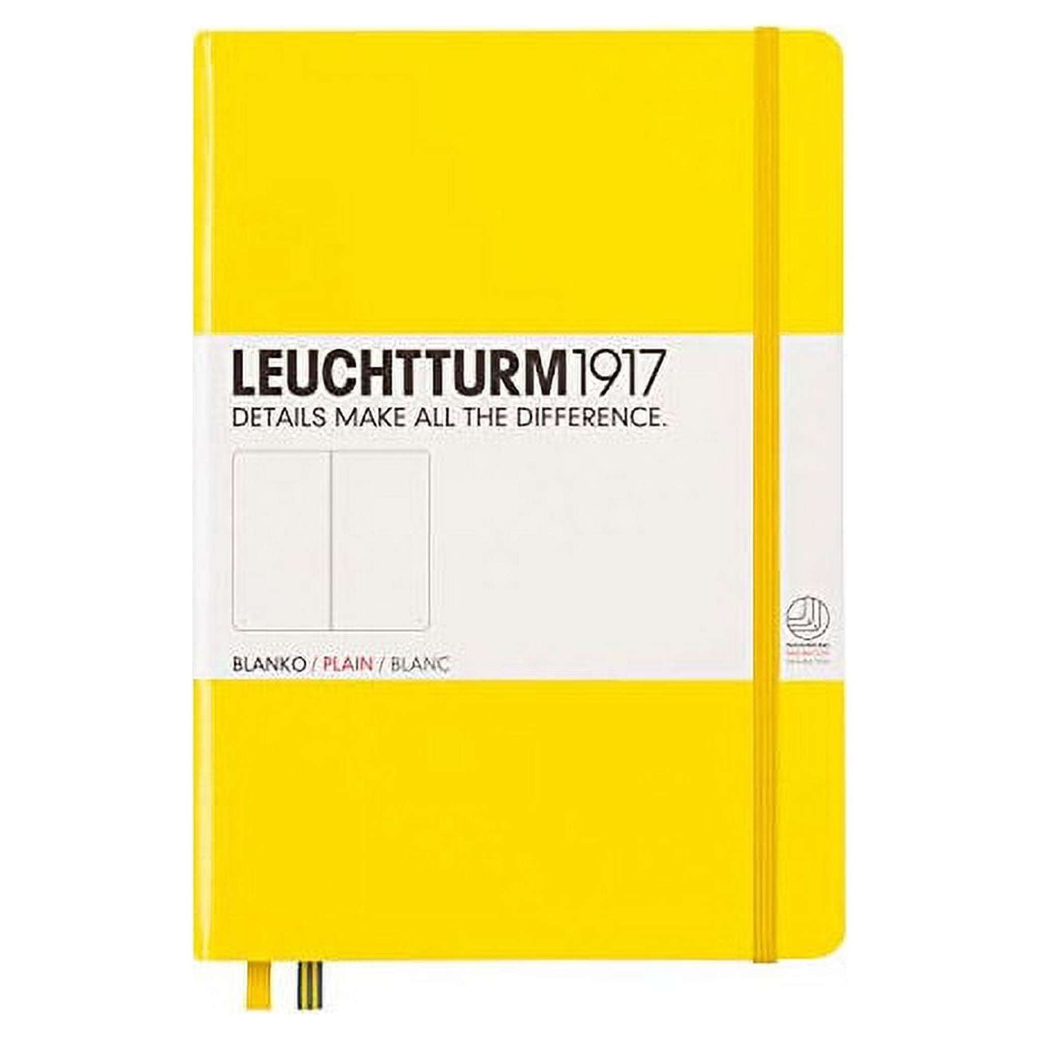 LEUCHTTURM1917 - Medium A5 Plain Hardcover Notebook Lemon - 251 Numbered Pages Leuchtturm