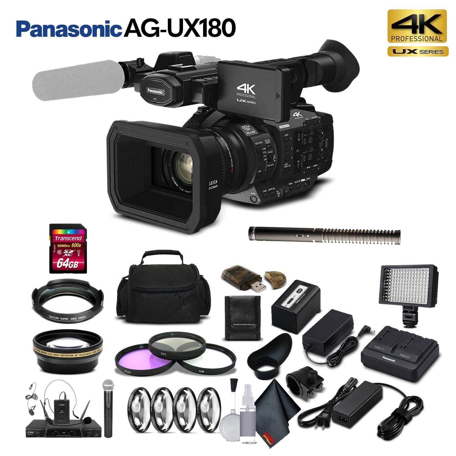 Panasonic AG-UX180 4K Premium Professional Camcorder AG-UX180PJ Advanced Bundle Panasonic